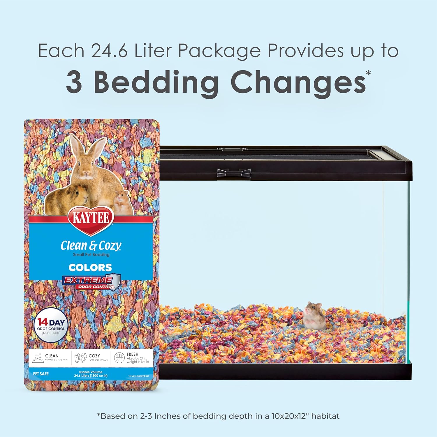 Kaytee Clean & Cozy Colors, Small Animal Bedding with Extreme Odor Control, Kaleidoscope, 24.6 Liters - Image 3