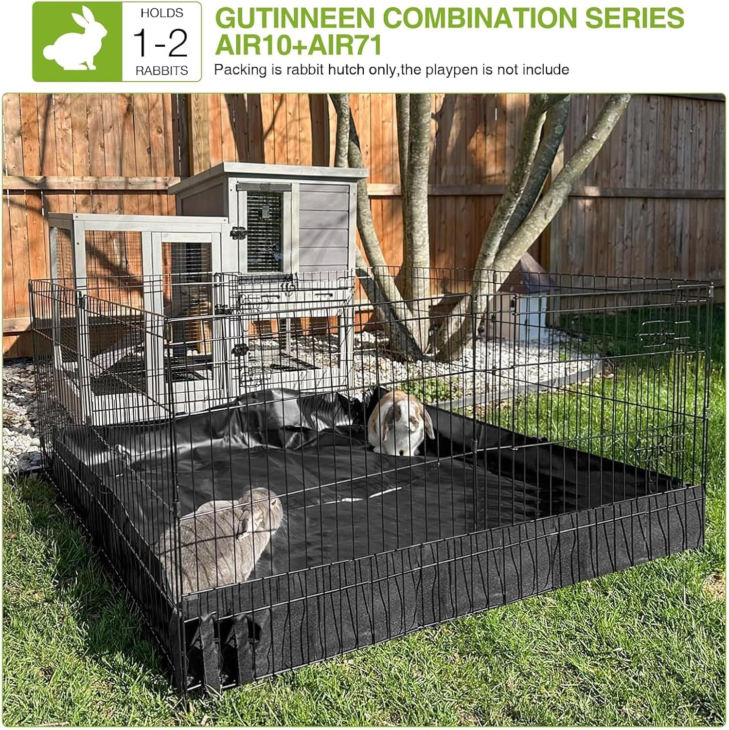 GUTINNEEN Rabbit Hutch Indoor Rabbit Cage with Wire Mesh Floor and Wheels Outdoor Bunny House 2 Story Guinea Pig Cage with Leakproof Asphalt Roof (Higher Version) - Image 5