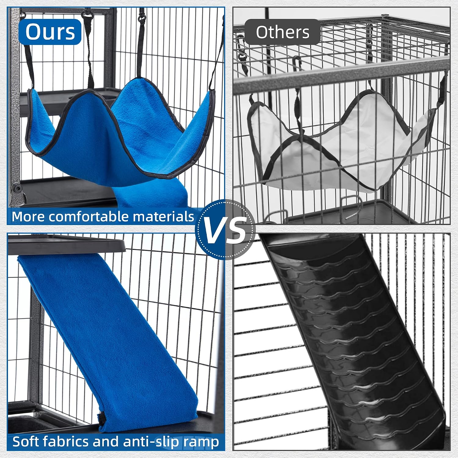HABUTWAY 50''H Metal Small Animal Cages, Rolling Chinchilla Cage with Removable Ramps, Lagre Cage for Chinchillas/Guinea Pigs/Rabbit, Ferret Cages with Hammock & 5 Tiers, Black - Image 6