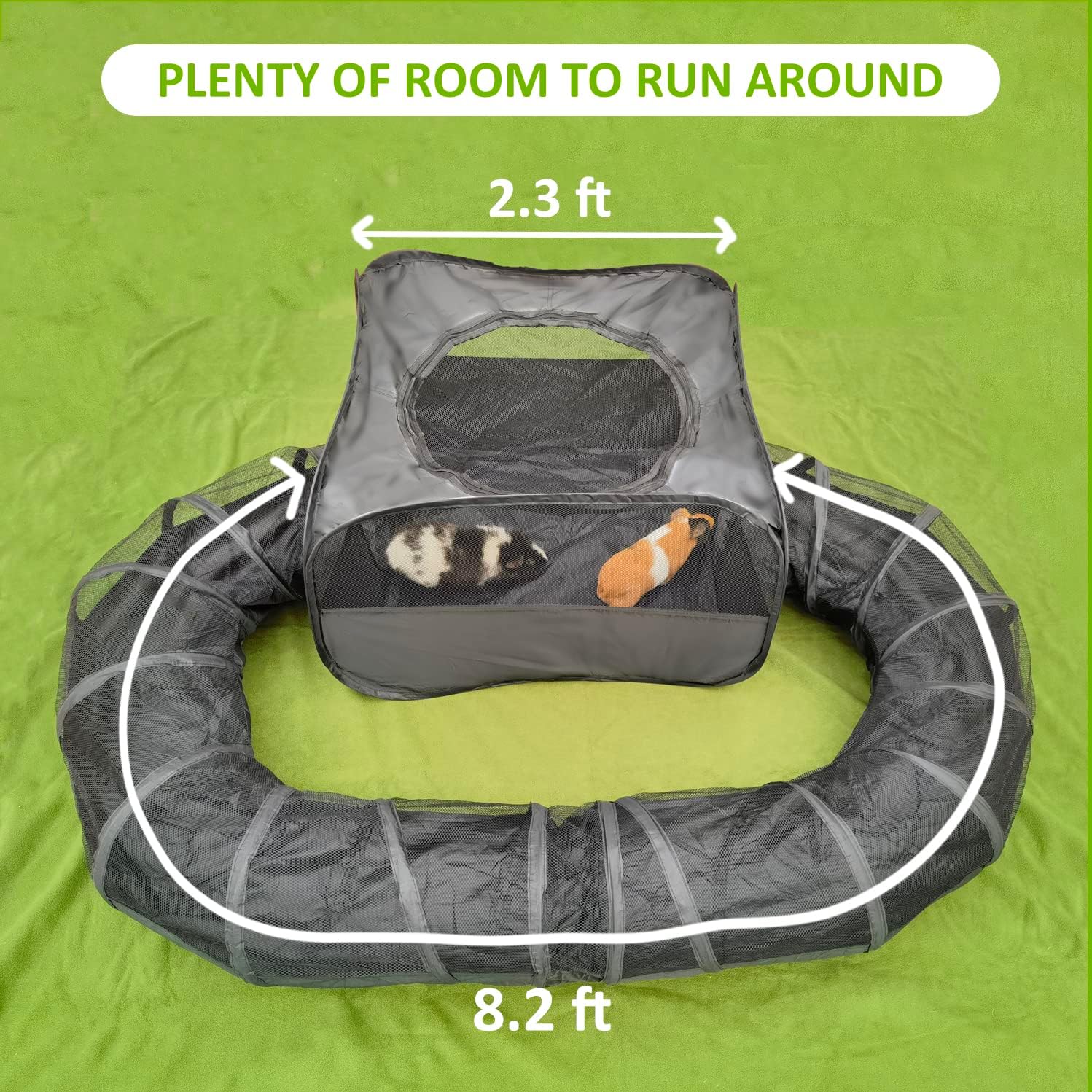 Guinea Pigs Playpen with Surround Tunnel,Pop Open Tent with Tube for Dwarf Rabbits,Chinchilla,Ferret and Other Small Animals to Run and Exercise Indoor or Outdoor (Playpen with Tunnel) - Image 4