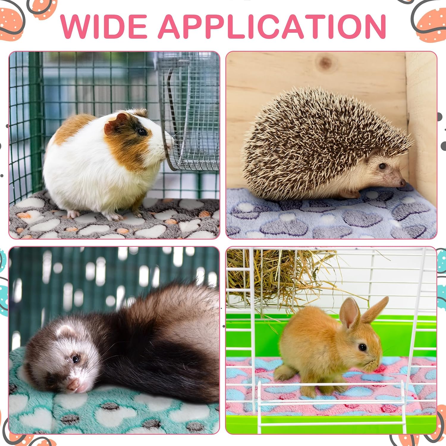 Tuanse 4 Pack Guinea Pig Bed Mat Bedding Rabbit All Season Soft Fleece Bed Pad for Small Animal Mattress Fleece Sleeping Pad for Hedgehogs Bunny Ferrets Hamster(Heart,13 x 10 Inch) - Image 6