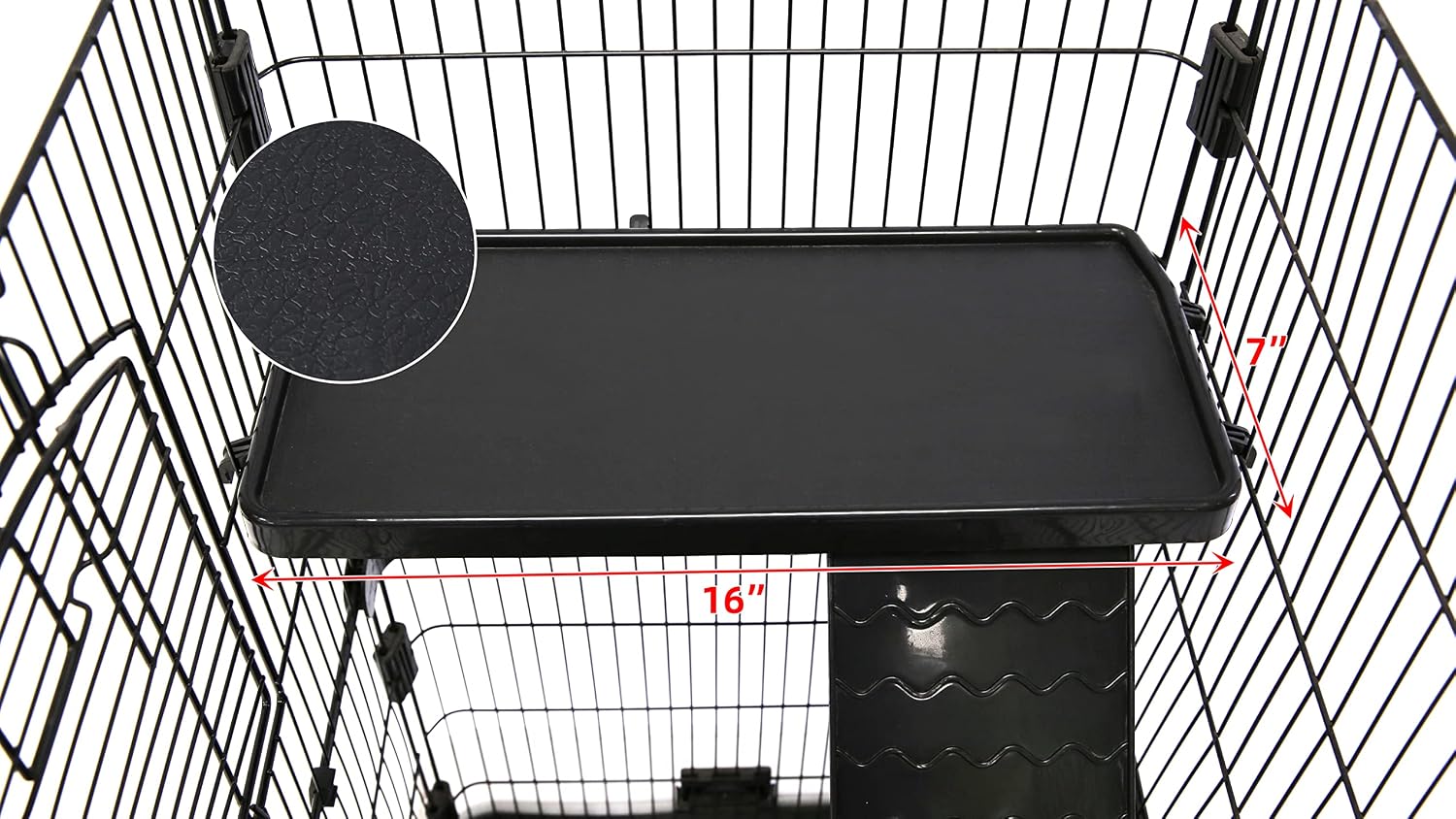 Homey Pet 3 Levels Chinchilla Ferret Pet Crate Small Animals Cages for Rat, Hamster, Guinea Pig, Squirrel, Include Caster Tray and Urine Guard (Black) - Image 5