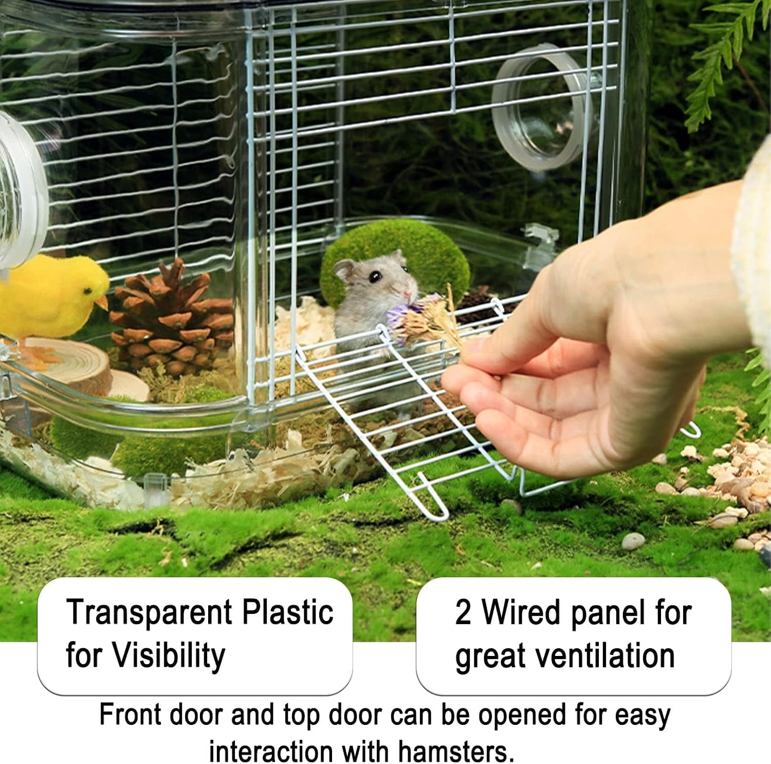Kathson Small Animal Carry Cage for Hamsters, Gerbils, Mice - Transparent, Portable, Convenient - Image 2