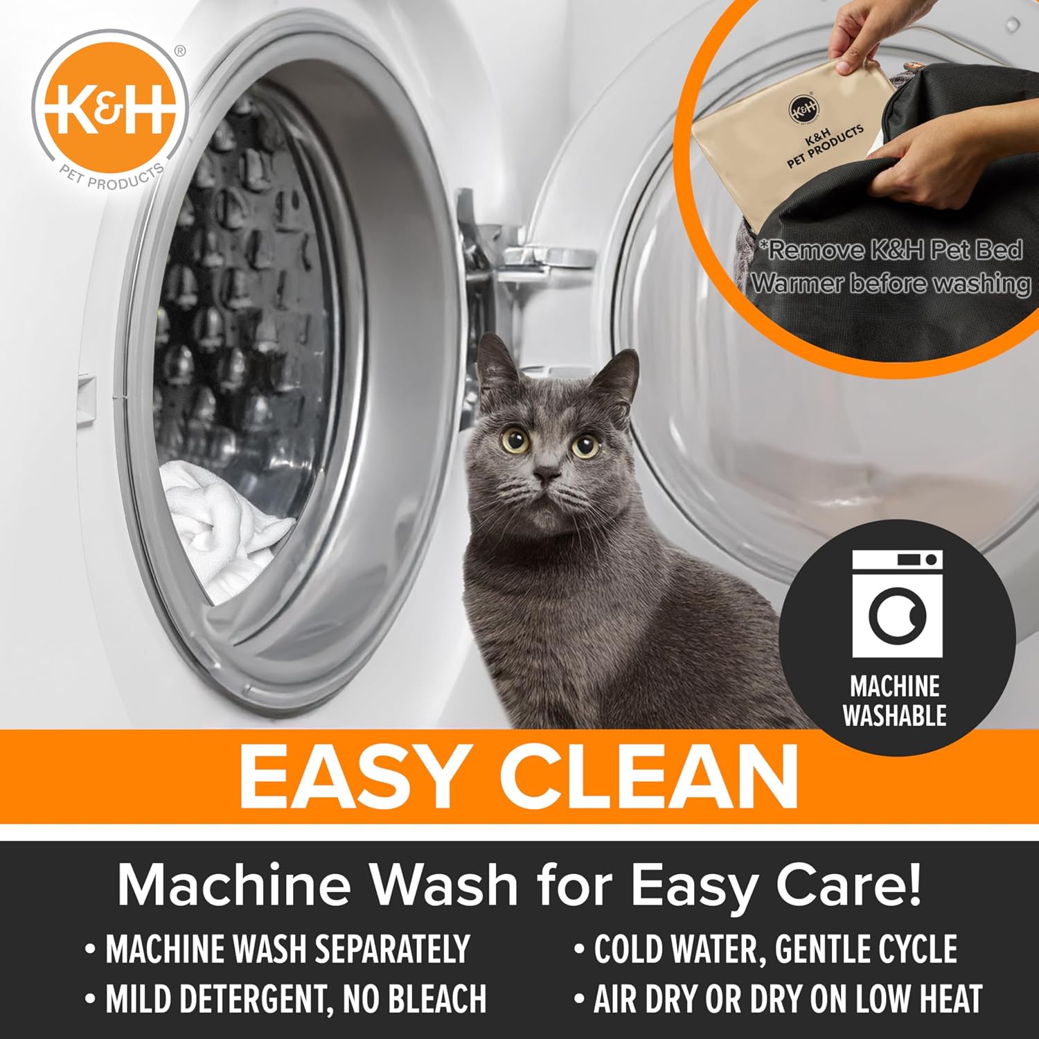 K&H Pet Products Heated Cat Bed Indoor, Thermo-Snuggle Cup Bomber Soft Heated Pet Bed for Large Indoor Cats and Small Dogs, Machine Washable, Waterproof Heated Pad, Safety Listed - 18 X 14in Gray - Image 8
