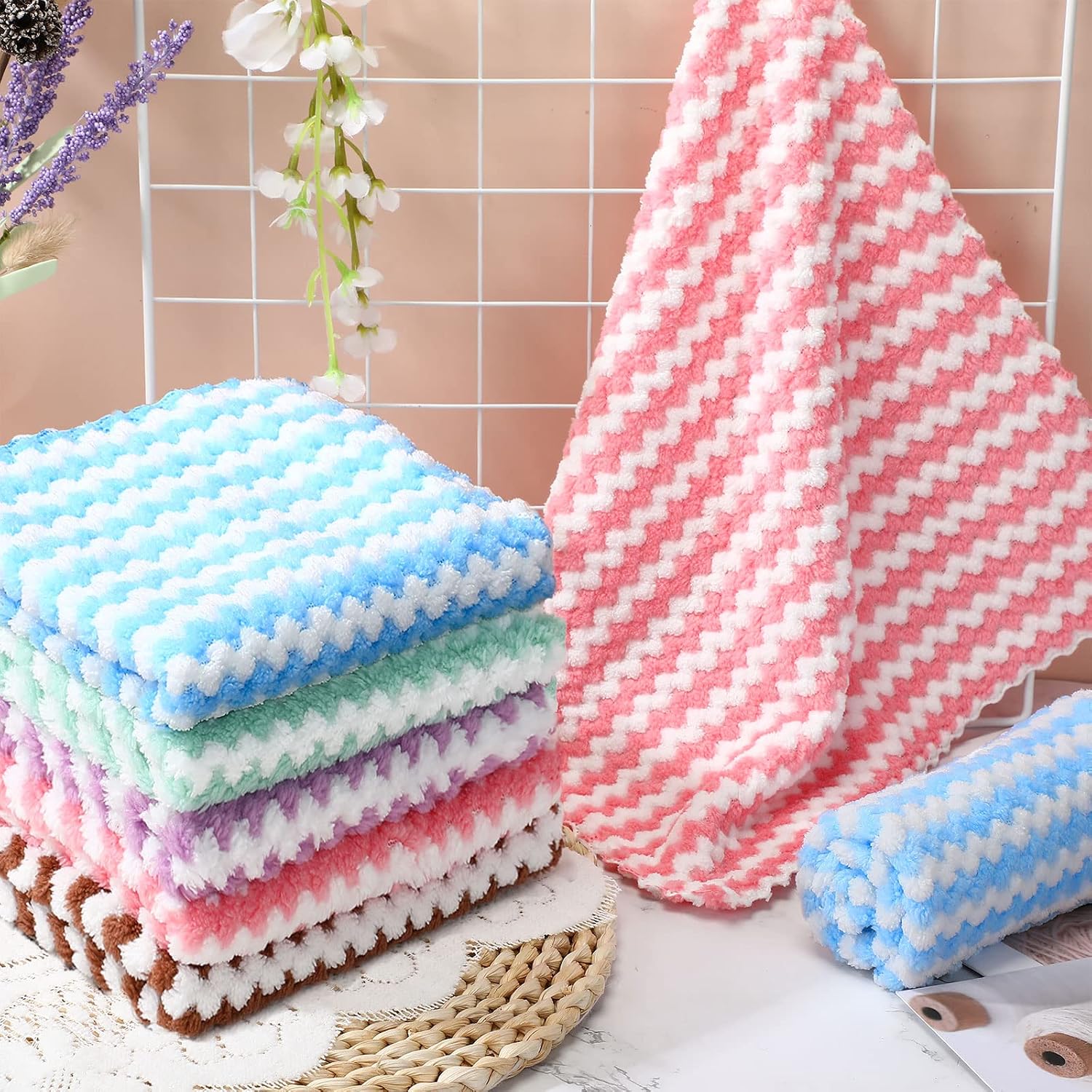 Moukeren 20Pcs Guinea Pig Fleece Bedding Blankets Bulk Washable Small Animal Fleece Cage Liners Pet Wash Cloth Sleeping Mat Cover for Hamster Chinchilla Rabbit Hedgehog(Multicolor, 12 x 12 Inch) - Image 6