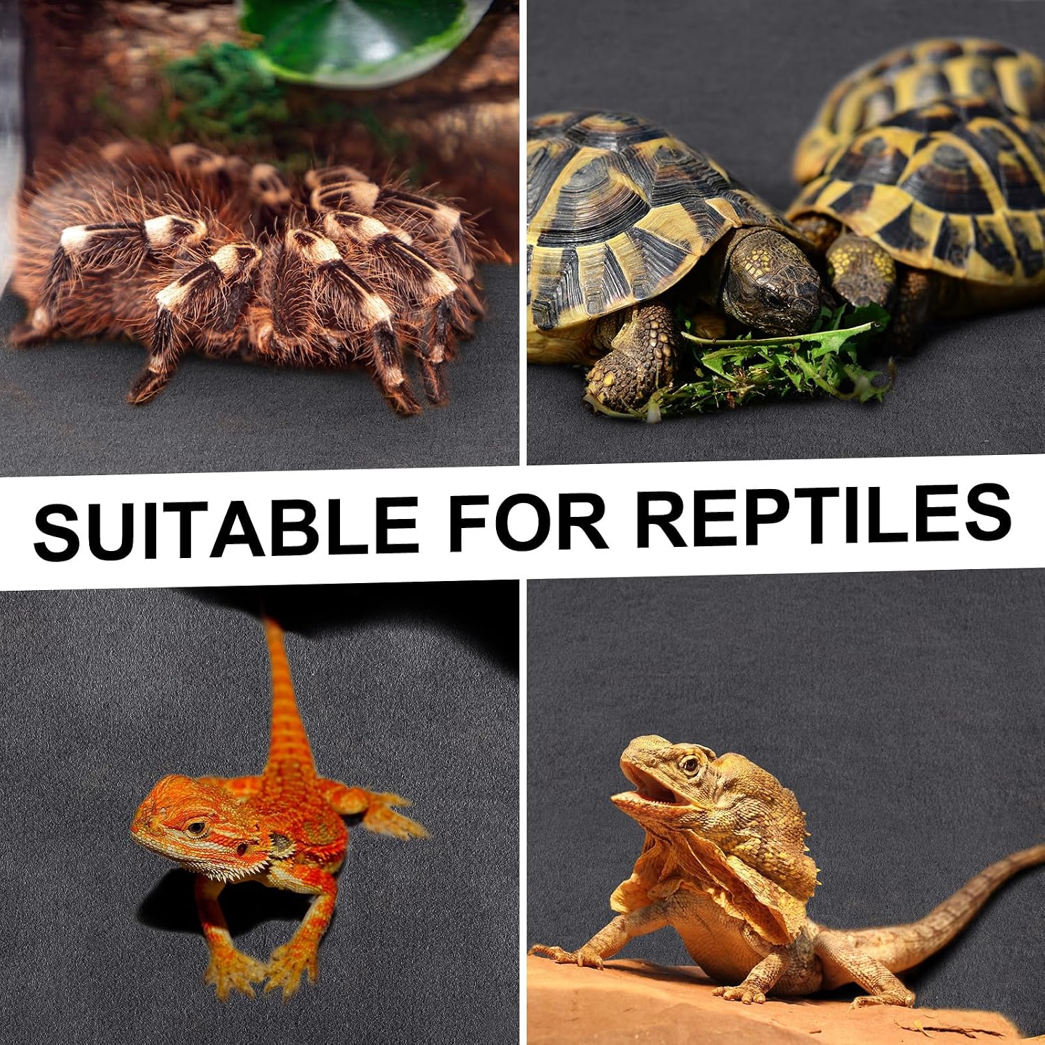 Haull 4 Pcs Reptile Carpet Pet Terrarium Floor Liners Bedding Substrate Liner Supplies Reptile Cage Mat Tank Accessories for Lizard Bearded Dragon Tortoise Snake Leopard (Black,47 x 24 Inch) - Image 6