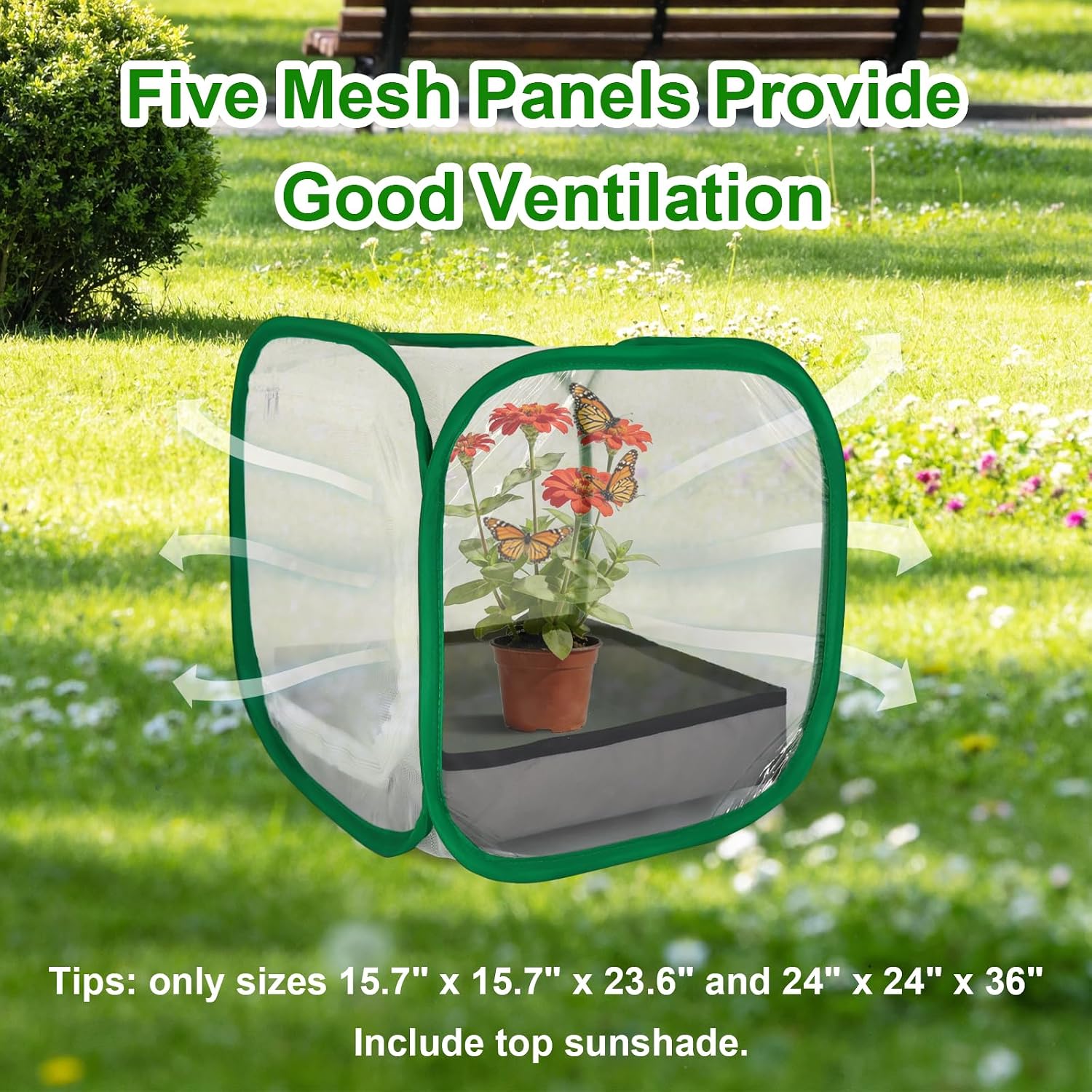 Butterfly Habitat Cage 12" x 12" x 12", Pop-up Butterfly & Insect Habitat Enclosure with Poop Tray for Easy to Clean, Small Foldable & Reusable Caterpillars Mesh Cage Terrarium for Indoor Use. - Image 3