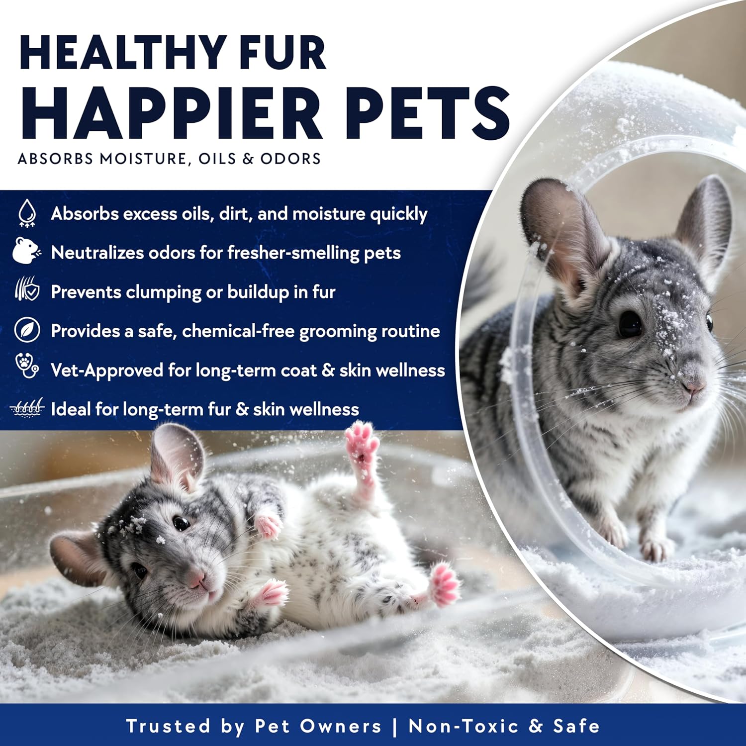 2.5 LB. Hamster Sand Bath - Dust Free, All Natural Volcanic Ash for Fur Health - Sand Bath for Chinchillas, Gerbils, Mice, Degus & All Small Pets - Made in USA - Hamster Accessories by Billy Buckskin - Image 3
