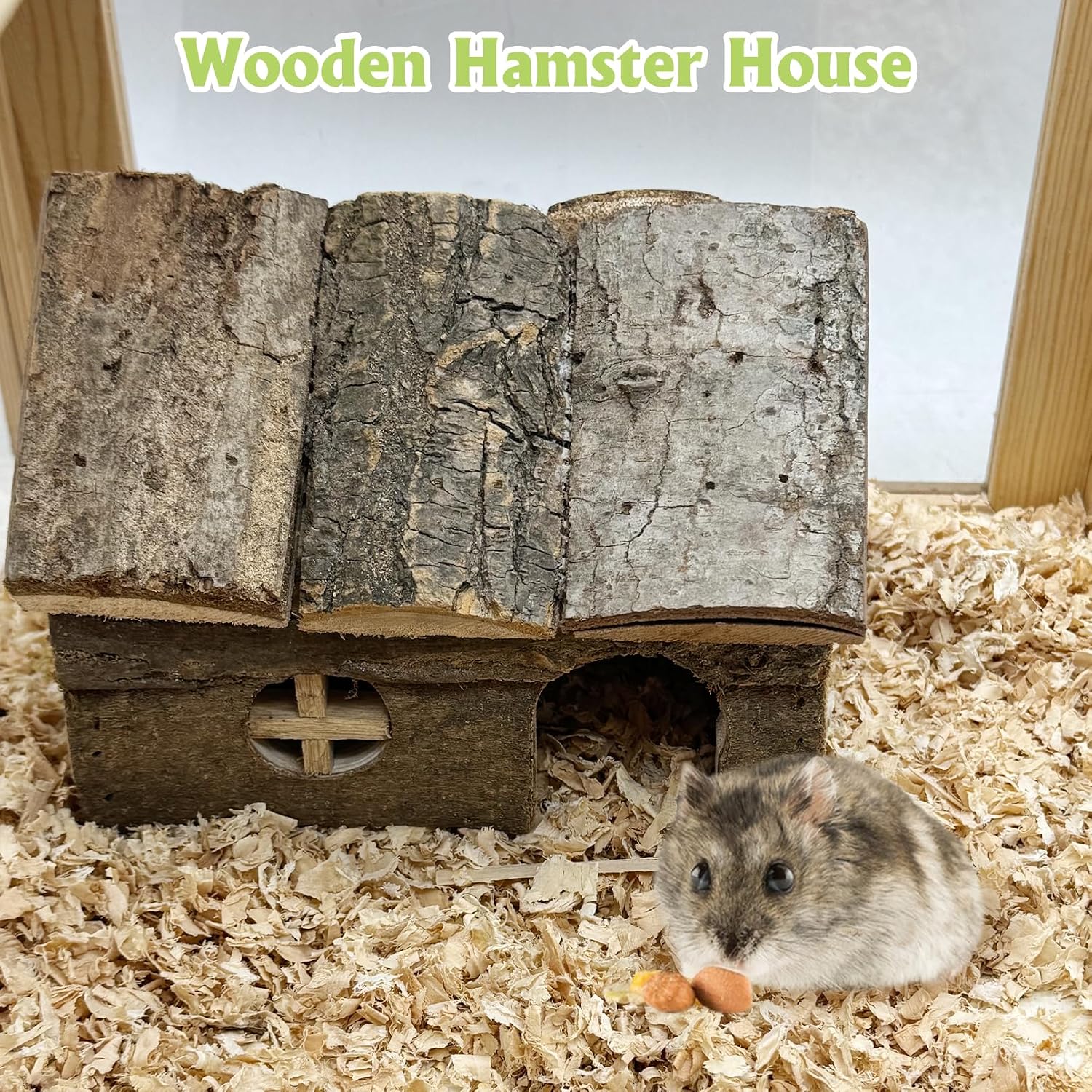 kathson Bark Wood Dwarf Hamster House with Small Window Mouse Natural Chewable Hideout Hut Mice Resting Room Hamster Cage Accessory for Dwarf Hamster Mice Young Syrian Hamsters and other Small Animals - Image 2