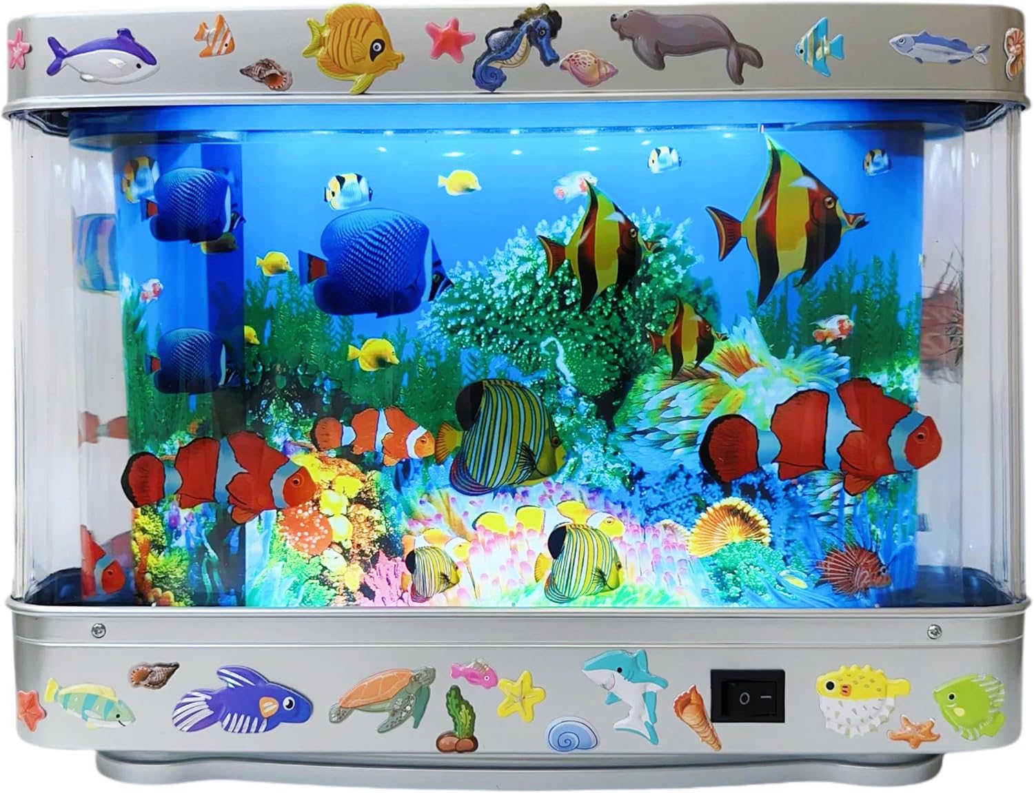 Fake Fish Tank Lamp - Moving Aquarium Night Light with Virtual Ocean Effect, 80s Retro Design for Adult Relaxation, Frutiger Aero Artificial Aquarium Decorative Lamp (US Plug)