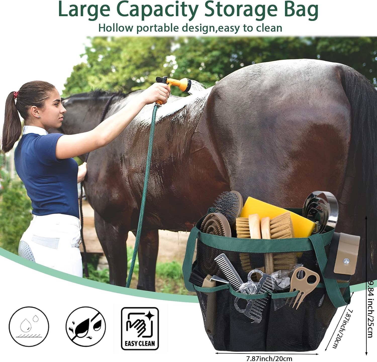 Horse Grooming Kit 13 Piece, Horse Brushes for Grooming Supplies Set with Organizer Bag, Horse Brush & Curry Comb for Effective Cleaning, Gift for Horses Riders Beginners - Image 6