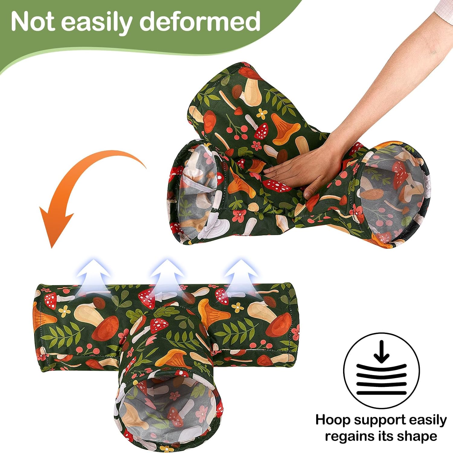 Bienbee Guinea Pig Tunnel, 3 Way Washable Guinea Pig Hideout,Foldable Rabbit Tunnel Guinea Pigs Toys for Bunny Hamster Chinchilla Ferret Rabbit Guinea Pigs Accessories Mushroom - Image 4