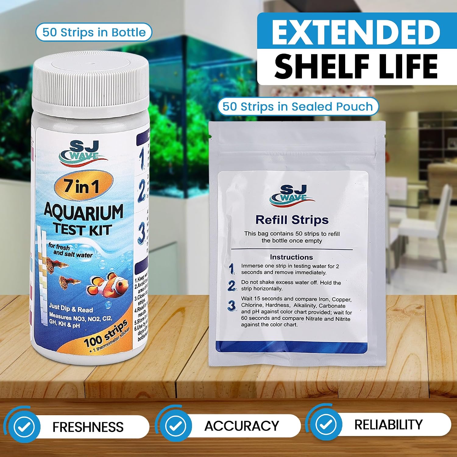 7 in 1 - Aquarium Test Strips | 100 Fast & Accurate Strips | Fish Tank Aquariums Water Test Kit & ebook | Aquarium Thermometer | Fish Tank Water Testing Kit for Fresh & Saltwater | Versatile Usage - Image 7