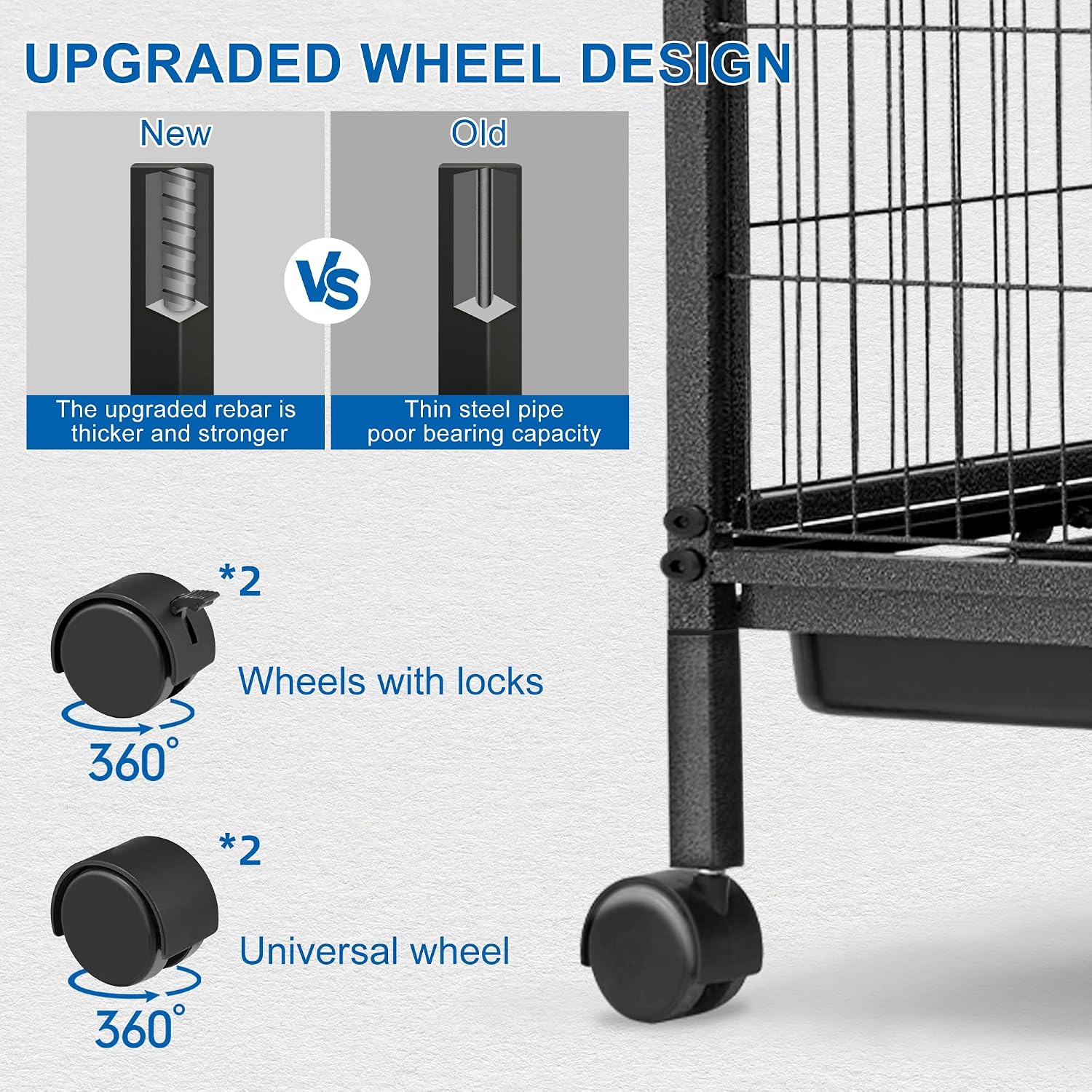 HABUTWAY 50''H Metal Small Animal Cages, Rolling Chinchilla Cage with Removable Ramps, Lagre Cage for Chinchillas/Guinea Pigs/Rabbit, Ferret Cages with Hammock & 5 Tiers, Black - Image 4