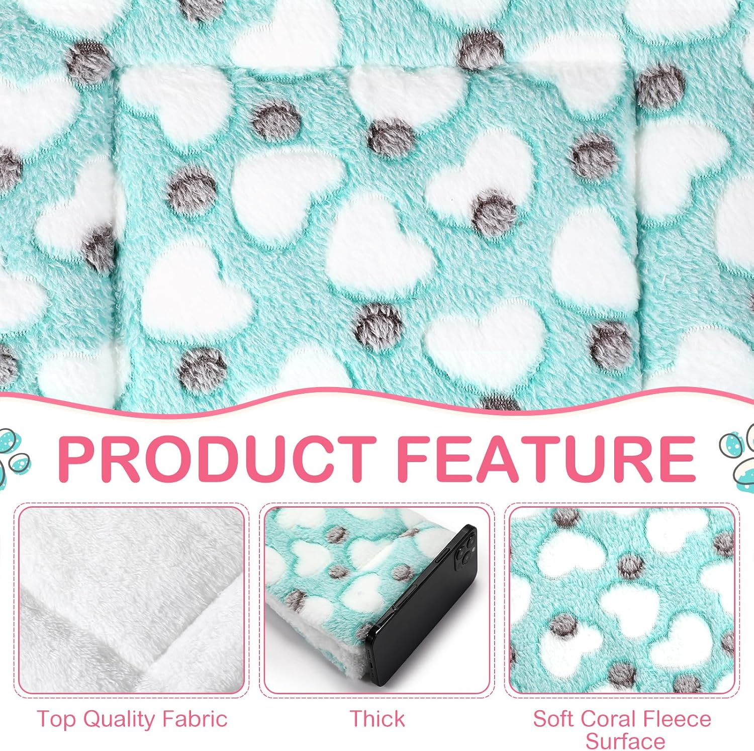 Tuanse 4 Pack Guinea Pig Bed Mat Bedding Rabbit All Season Soft Fleece Bed Pad for Small Animal Mattress Fleece Sleeping Pad for Hedgehogs Bunny Ferrets Hamster(Heart,13 x 10 Inch) - Image 3