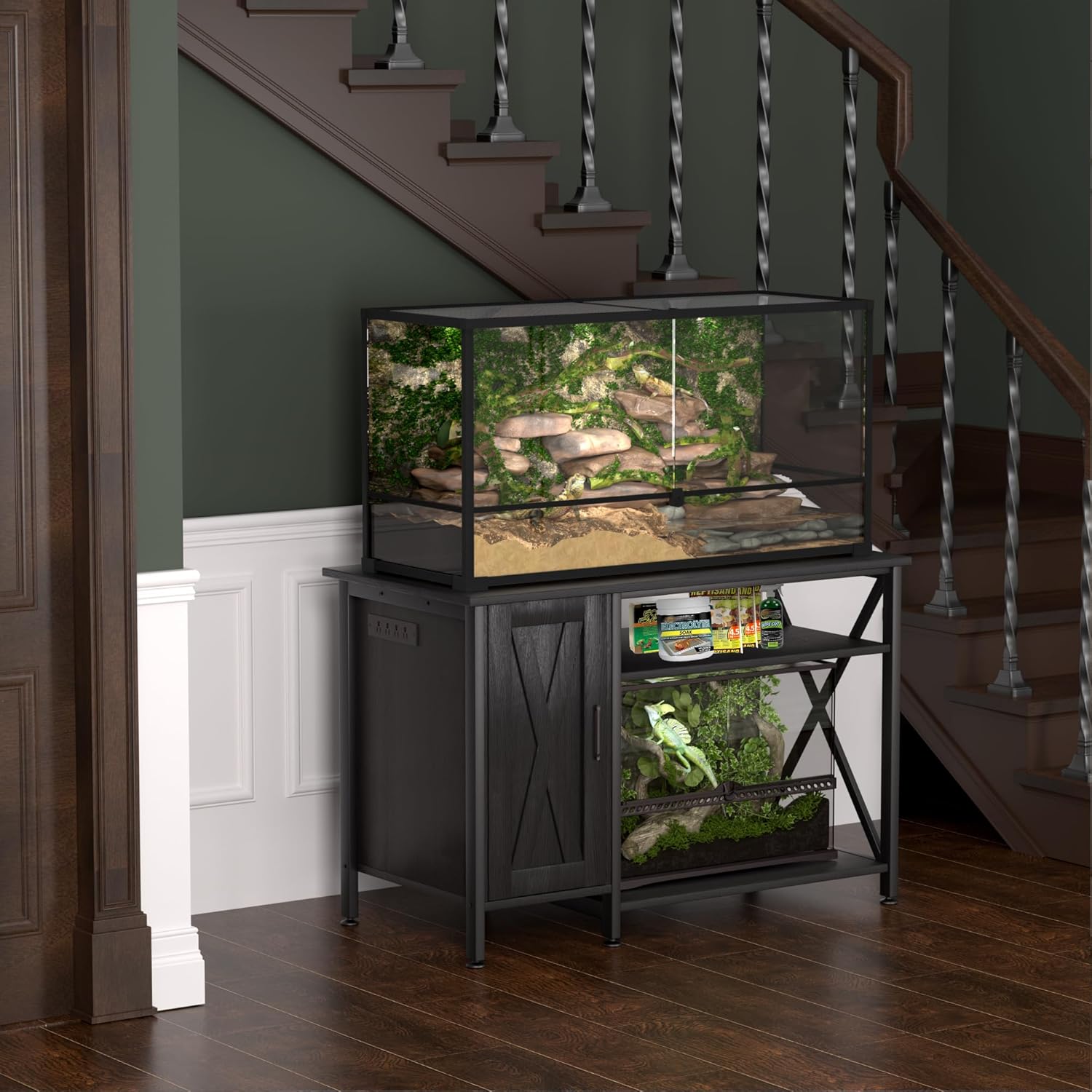 Herture 120 Gallon Reptile Tank Stand, 4x2x2 Reptile Enclosure Stand, with Storage Cabinet and Power Outlet, for Bearded Dragons, Snakes, Lizard Terrarium Black PG08XYB - Image 7