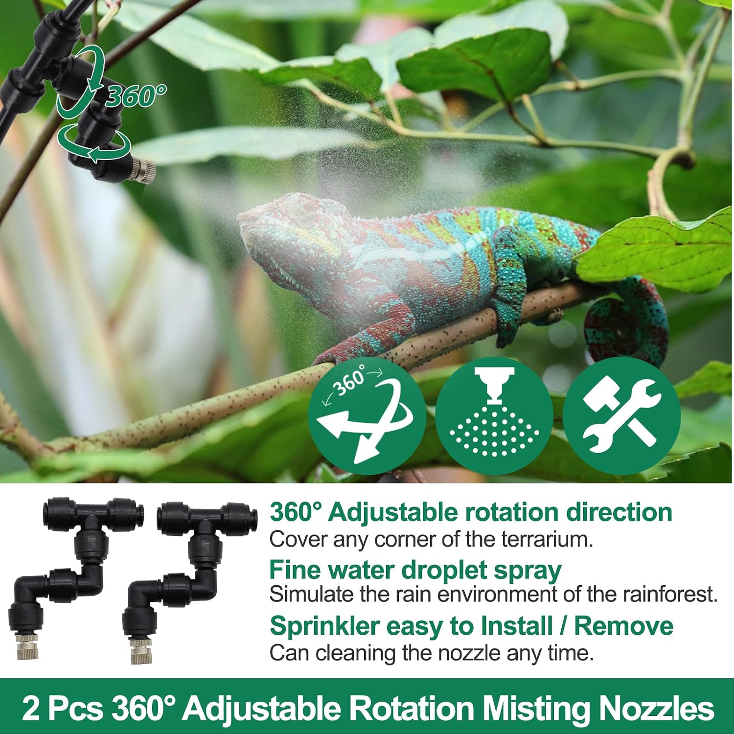 MECESOR Automatic Reptile Mister for Reptile Tank Smart Reptiles Mister System with Timer 360° Nozzles,Slient Terrarium Misting System Humidifier for Chameleons,Snakes,Frogs Smart Spray Control - Image 4
