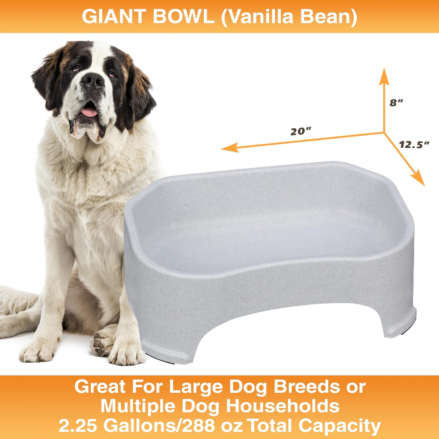 Neater Pet Brands Extra Large Water Bowl for Dogs, Outdoor Dog Water Bowl (2.25 Gallon XL Capacity), Big Trough Style Food Dish for Indoors or Outside, No Spill Large Dog Bowls, Vanilla Bean - Image 6