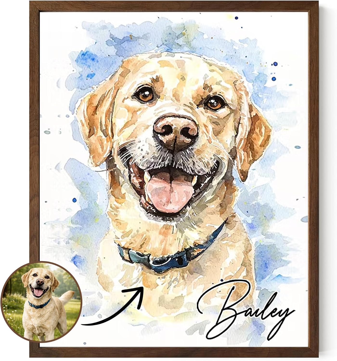 Custom Pet Portrait from Your Photos Watercolor Painting, Dog Memorial Gifts for Loss of Dog, Personalized Gift for Her Birthday, Pet Memorial Gift for Dogs, Cat & Dogs Portrait, Classic Watercolor