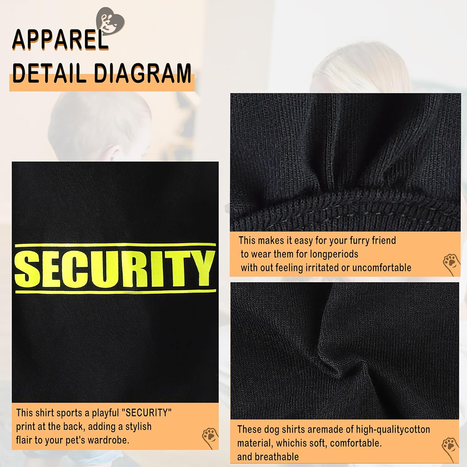 Discover Cozy Cotton Canine Wear: Soft, Lightweight, and Breathable Dog Shirt Vest with Eye-Catching Graphics(Security), Keeping Your Furry Friend Warm and Comfy! Black M - Image 3