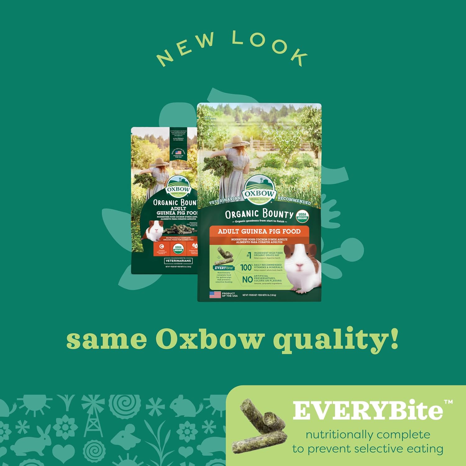 Oxbow Organic Bounty Adult Guinea Pig Food, Organic Guinea Pig Pellets Made with Timothy Hay, Stabilized Vitamin C, Small Animal Pet Products, Small Animal Food Made in USA, High Fiber, 3 lb. bag - Image 6