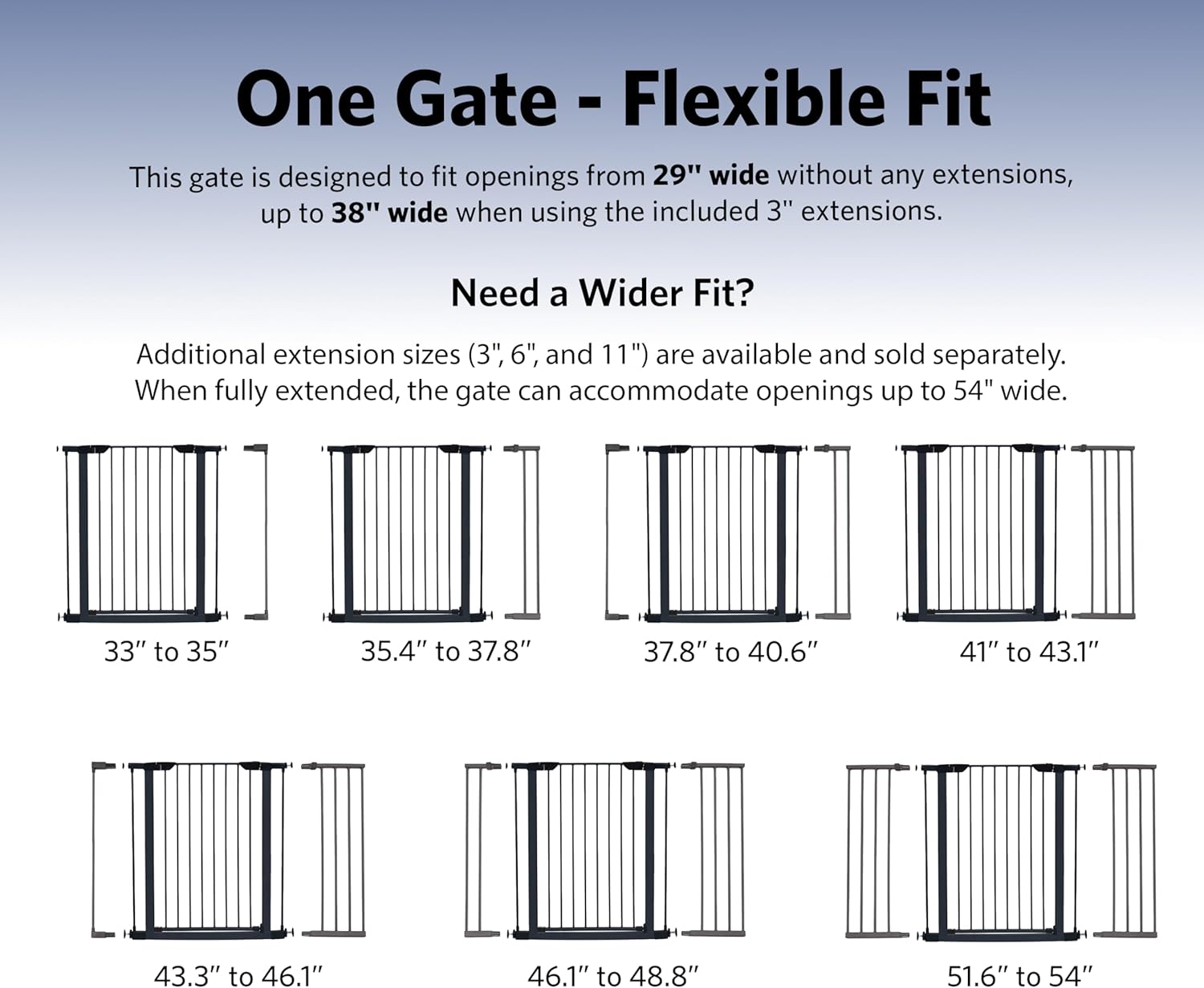 Midwest 39" Steel Walk-Thru Dog Gate, Graphite | Pressure Mounted, Expands 29.5"- 38" Wide, Auto-Close Door, Spring-Loaded Latch, Includes Two 3" Extensions - Image 3