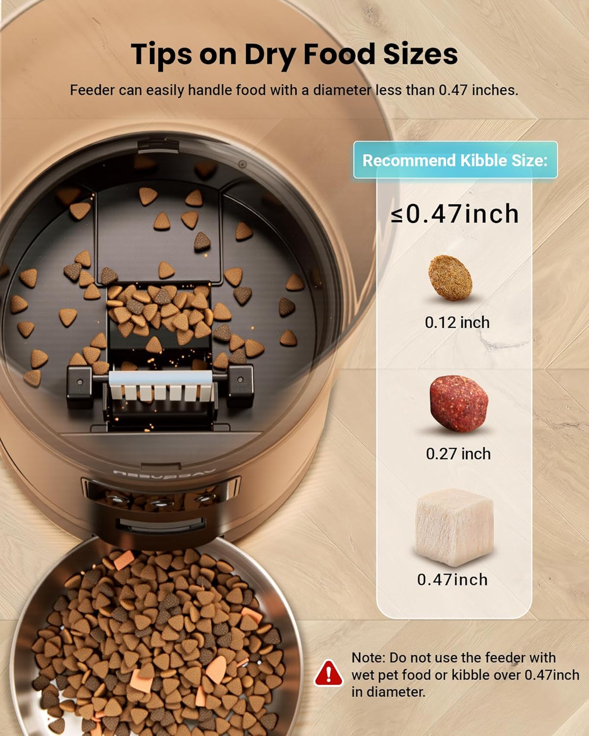 Automatic Cat Feeder for 3 Cats, 6L/25 Cup Cat Food Dispenser with Strong Anti-Jam System, Dual-Effect Desiccant, Smart WiFi App Control Pet Feeder, Automatic Dog Feeder with 10S Recorder - Image 7