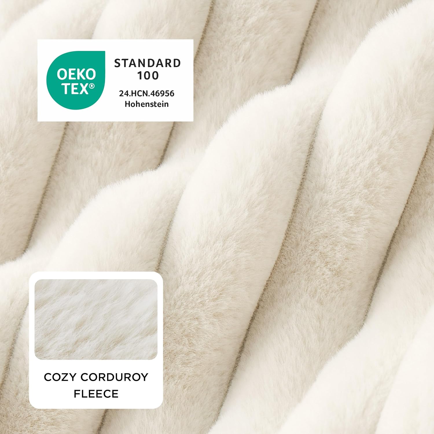 Bedsure ComfyFleece™ Cute Dog Bed for Small Medium Dogs Washable,25in Cream | Furry Puppy Beds,Square Rectangle Orthopedic Corduroy Aesthetic Pet Beds,Removable Zipper Cover,Non-Slip Bottom,Up to 15 Lbs - Image 2