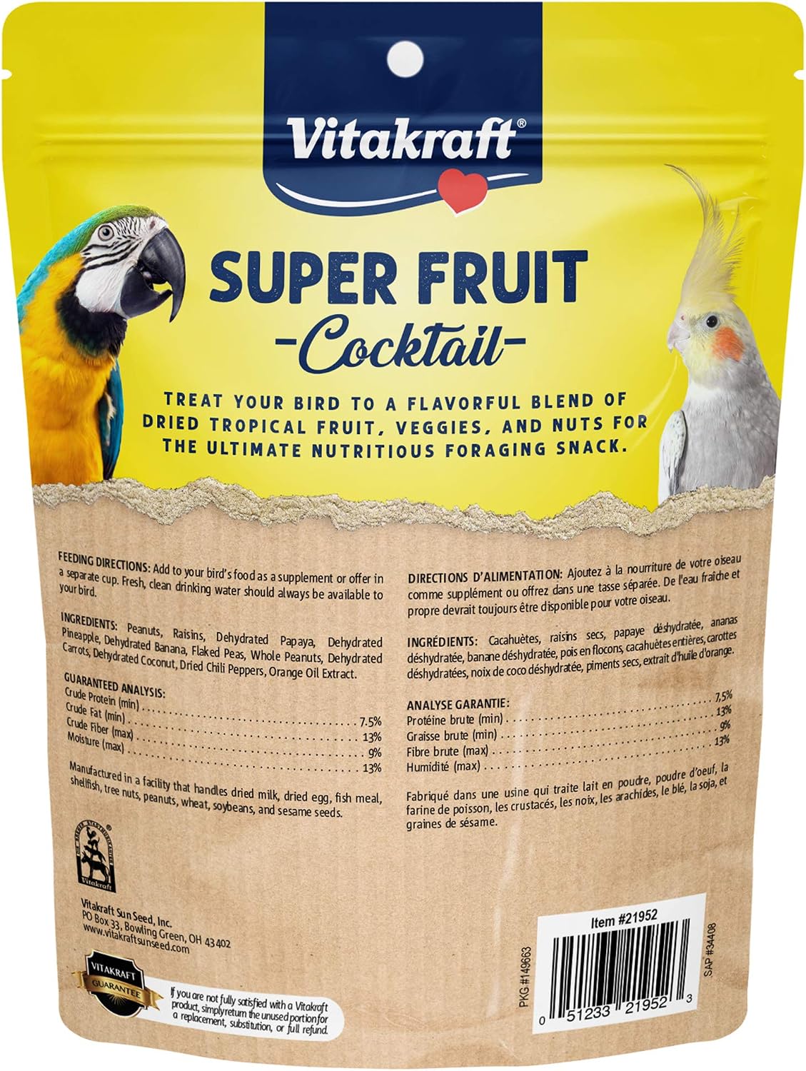 Vitakraft Fresh Super Fruit Cocktail - Tropical Parrot Fruit Blend - Parrot and Cockatiel Treat 1.25 Pound (Pack of 1) - Image 2