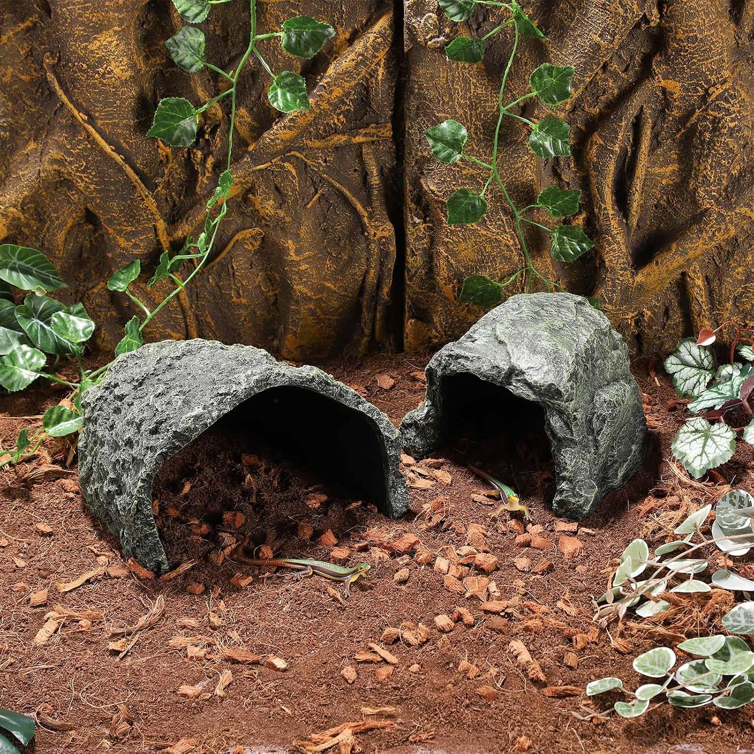 IBWell 9.1 Inch Reptile Hides Resin Tortoise Hideout for Hiding and Basking Aquarium Rock Caves for Snake Bearded Dragon Fish Lizard - Image 4