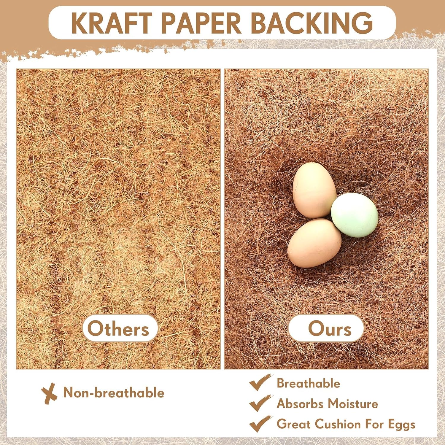Yerliker 3 Pack Chicken Nest Box Pads Laying Hen Nesting Box Liners Nesting Pads Natural Coconut Fiber for Chicken Coop Bedding Fit Most Nest Boxes - Image 5