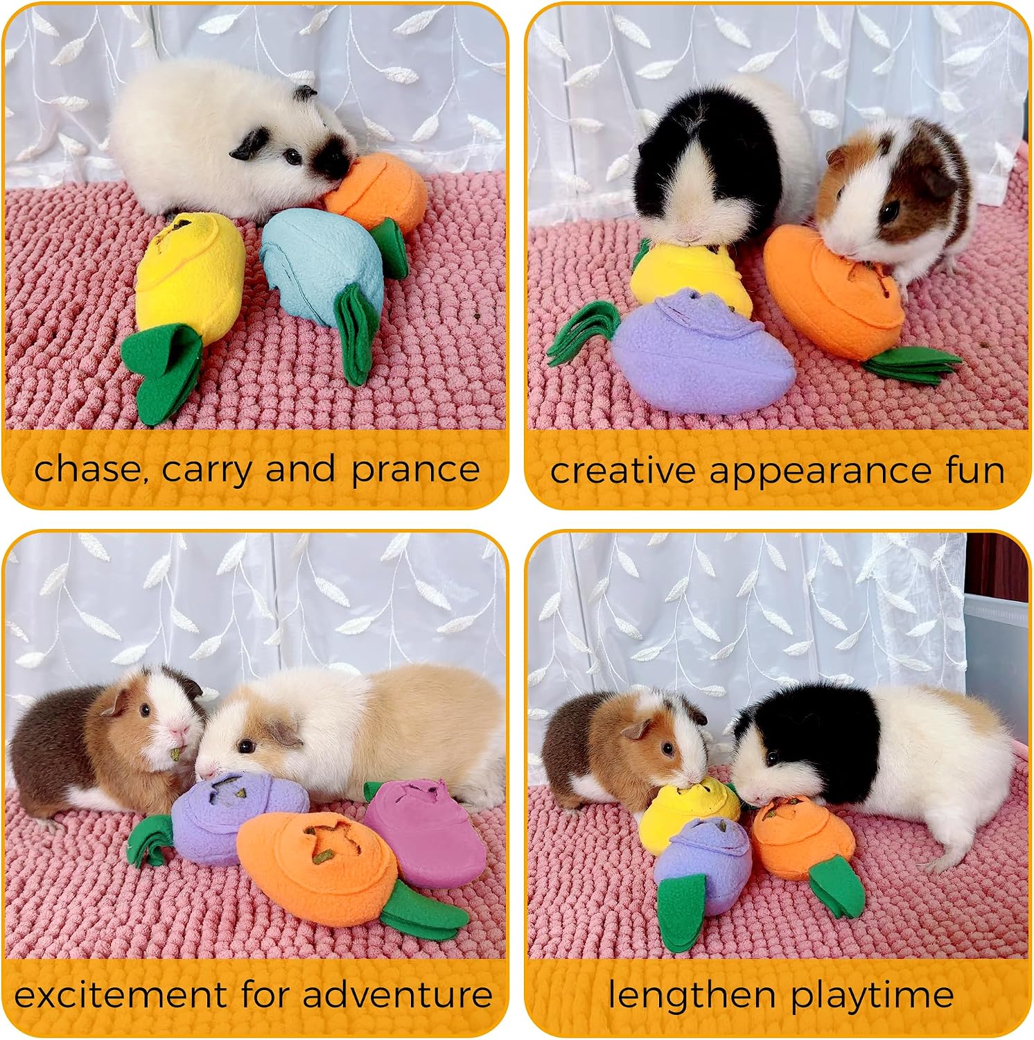 3Pcs Guinea Pig Forage Toys, Guinea Pig Toys Enrichment for Boredom, Washable Puzzle Feed Game Slow Feeder, Snuffle Ball Treat Dispenser Feeding Toy, Exercise Acitivity Foraging Toy (Random Color) - Image 6