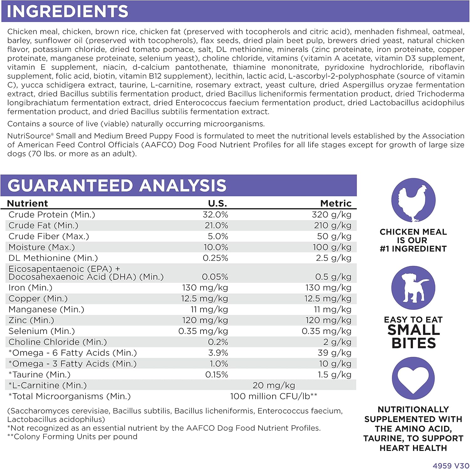 NutriSource Small & Medium Breed Puppy Dry Dog Food, 26 lb | Chicken and Rice, High Protein, Sensitive Stomach, Probiotics, Grain Inclusive - Image 6