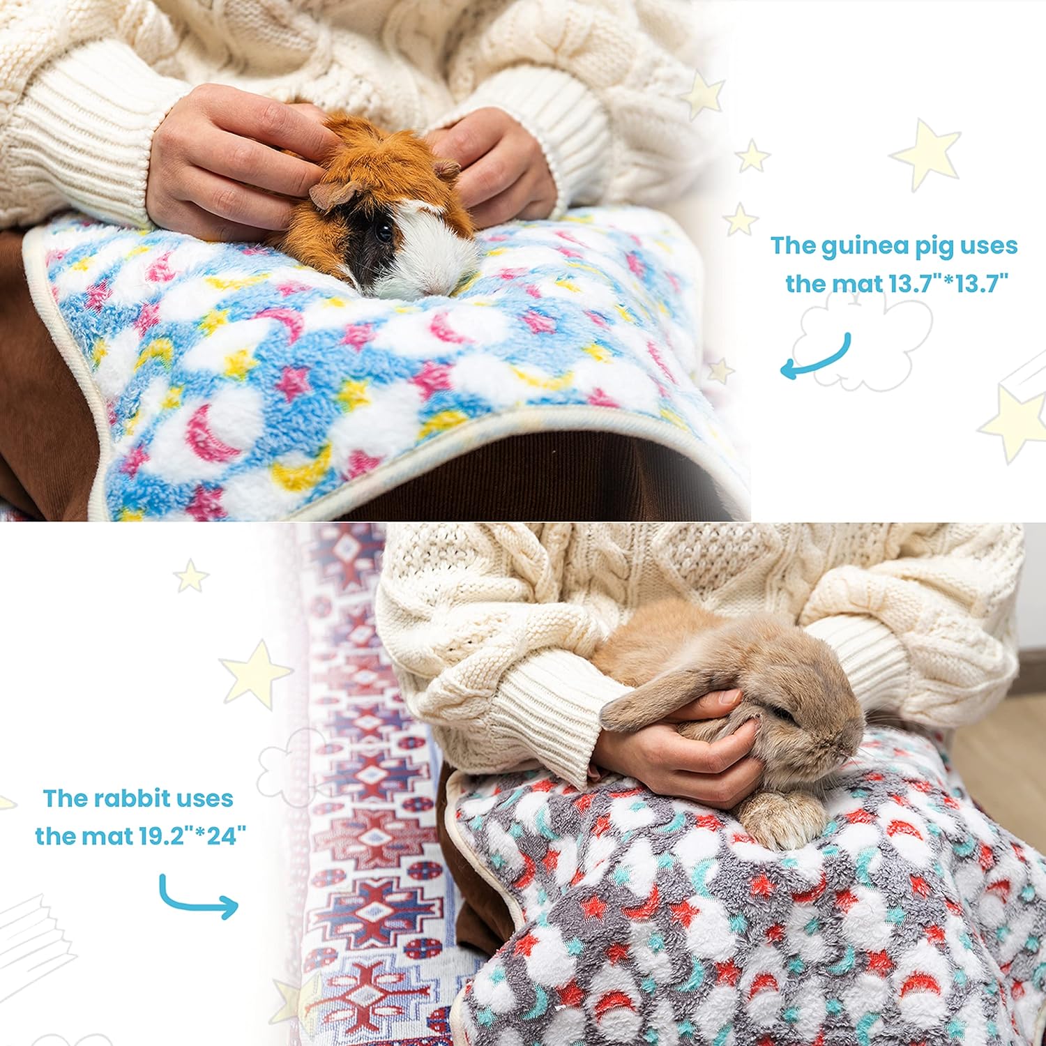 CUSOZWO Guinea Pig Bedding Mat - 3 Pack Waterproof Washable Rat Cage Liner Bedding Accessories Soft Fleece Blankets for Rat, Rabbit, Chinchilla, Hedgehog, Ferret, Hamster, Small Animals - Image 5