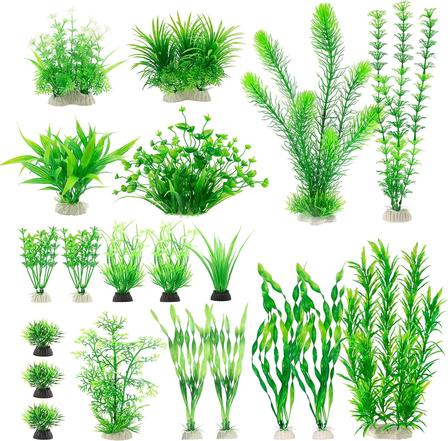 MyLifeUNIT Aquarium Plants, 20 Pack Artificial Fish Tank Plants for Aquarium Decorations (Green)