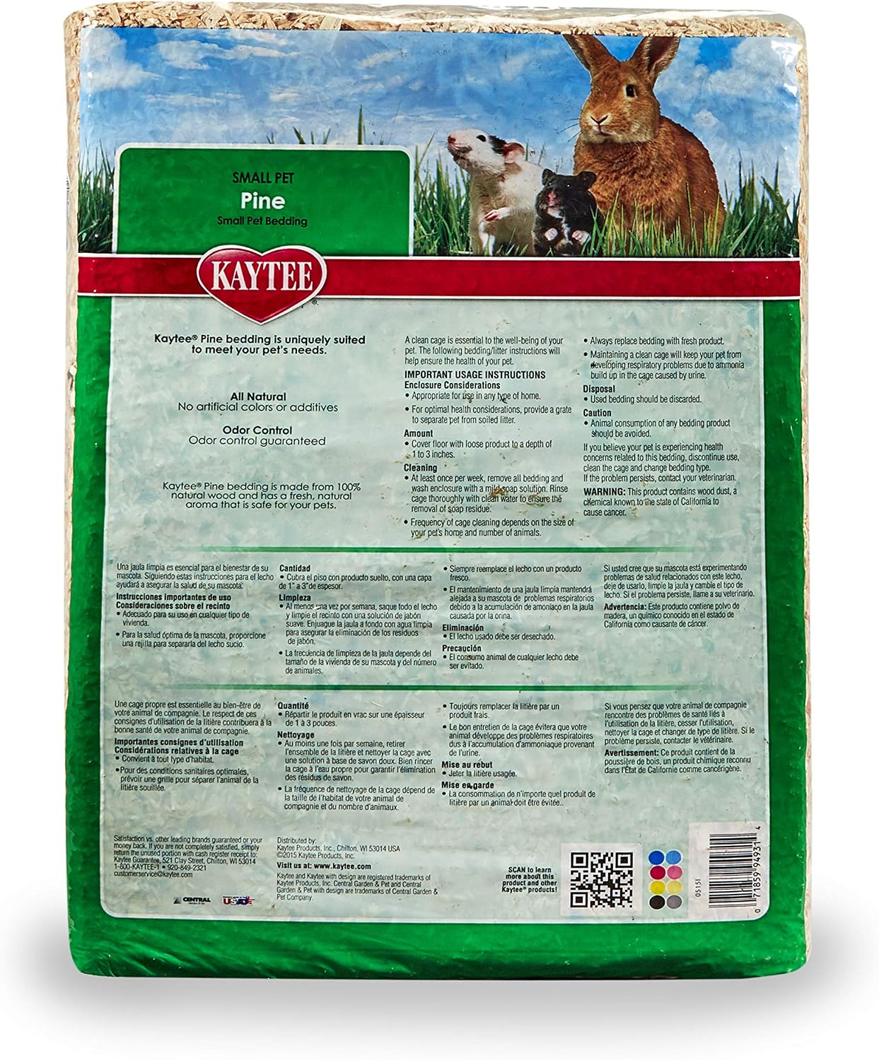 Kaytee Small Animal Pine Bedding For Pet Guinea Pigs, Rabbits, Hamsters, Gerbils, and Chinchillas, 52.4 Liter - Image 2