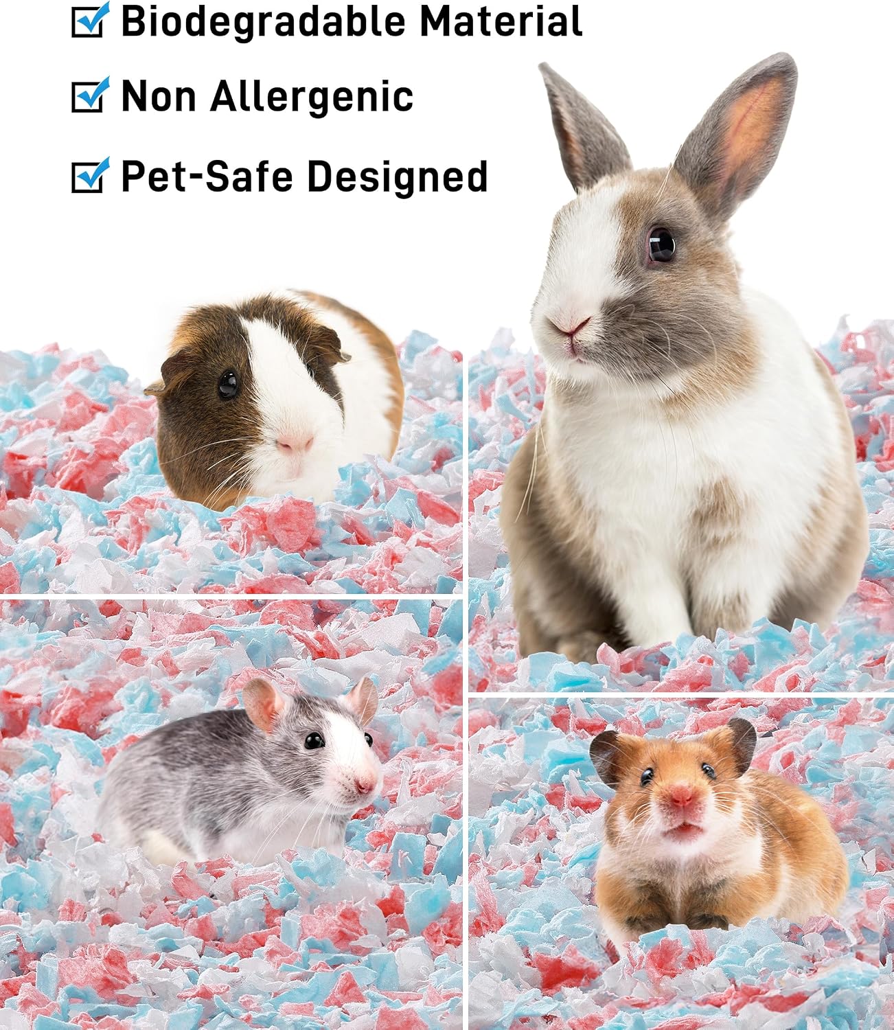 BUCATSTATE Hamster Bedding 70L, 99% Dust-Free Guinea Pig Bedding Odor Control Paper Bedding, Cozy Small Animal Bedding for Rabbit Rat Syrian Dwarf Hamsters Gerbils (Pink) - Image 7