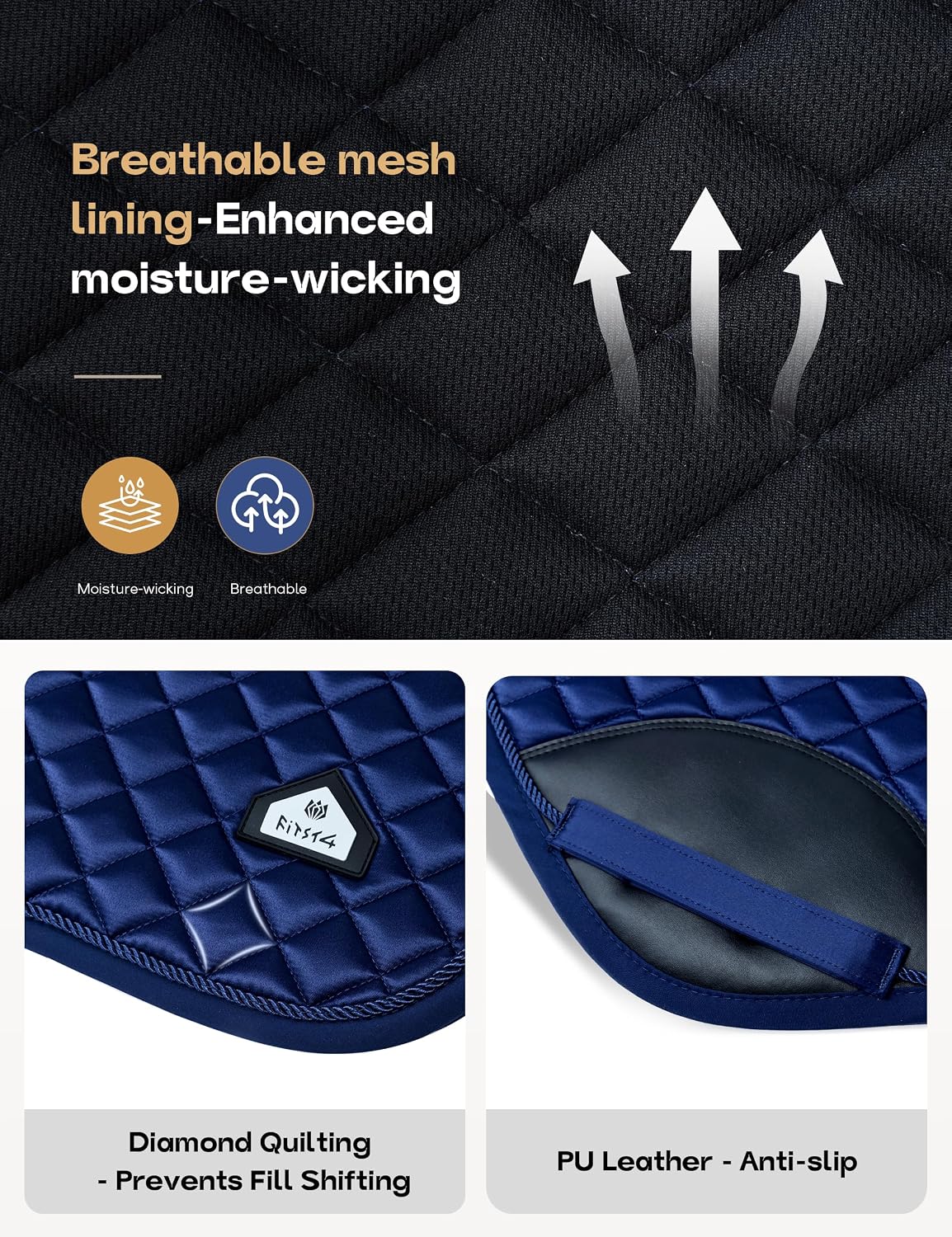 FitsT4 Sports Saddle Pads for Horses Breathable English Half Pad Shock Absorbing - Image 4
