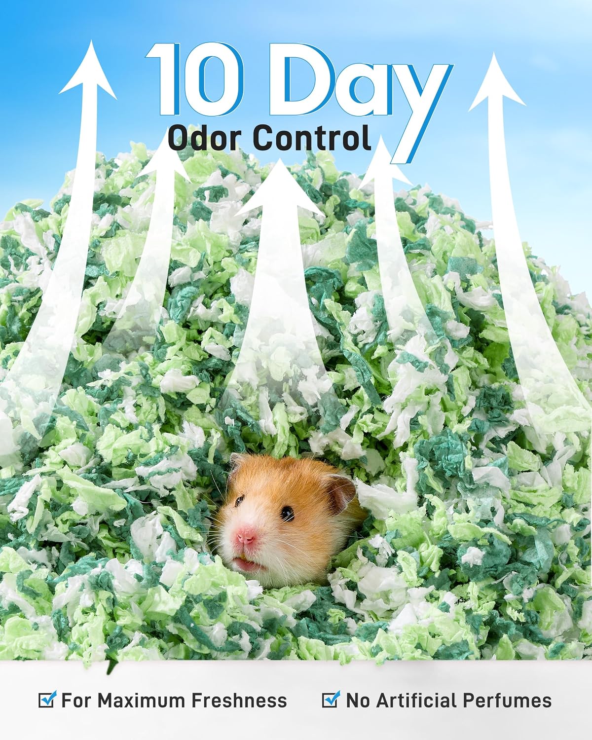 BUCATSTATE Hamster Bedding 15L, 99% Dust-Free Guinea Pig Paper Bedding Odor Control Paper Bedding, Cozy Small Animal Bedding for Rabbit Rat Syrian Dwarf Hamsters Gerbils (Green) - Image 8