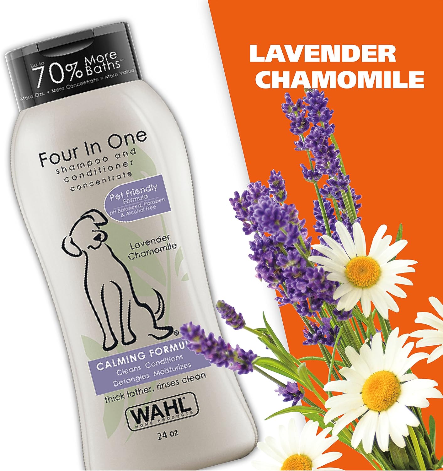 Wahl USA 4-in-1 Calming Dog Shampoo with Lavender Chamomile Scent – Cleans, Conditions, Detangles, & Moisturizes - Pet Friendly Formula - 24 Oz - Model 820000A - Image 6