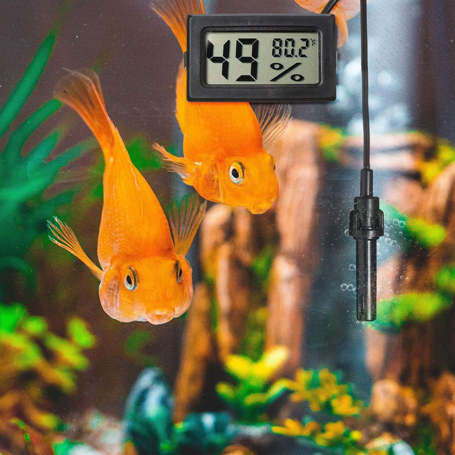 Weewooday Mini Digital Temperature Humidity Meters Gauge with Probe Gauge LCD Fahrenheit Display Thermometer Hygrometer for Incubator Reptile Plant Greenhouse Chicken Coop Garden(Black, 3 Pieces) - Image 5