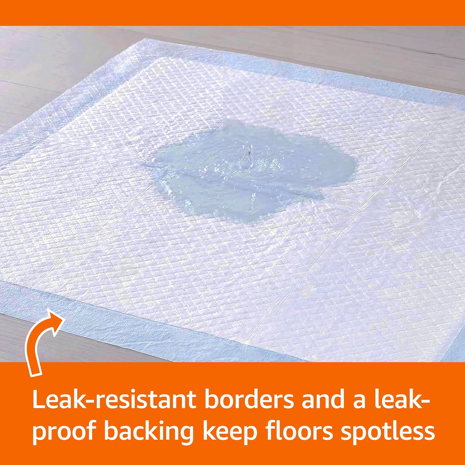 Amazon Basics Leak-Proof Dog and Puppy Potty Training Pee Pads with Quick-Dry 5-Layer Super Absorbent Surface for Dog Training, Floor Protection, Regular Size 22x22", Blue & White, 50 Count - Image 3