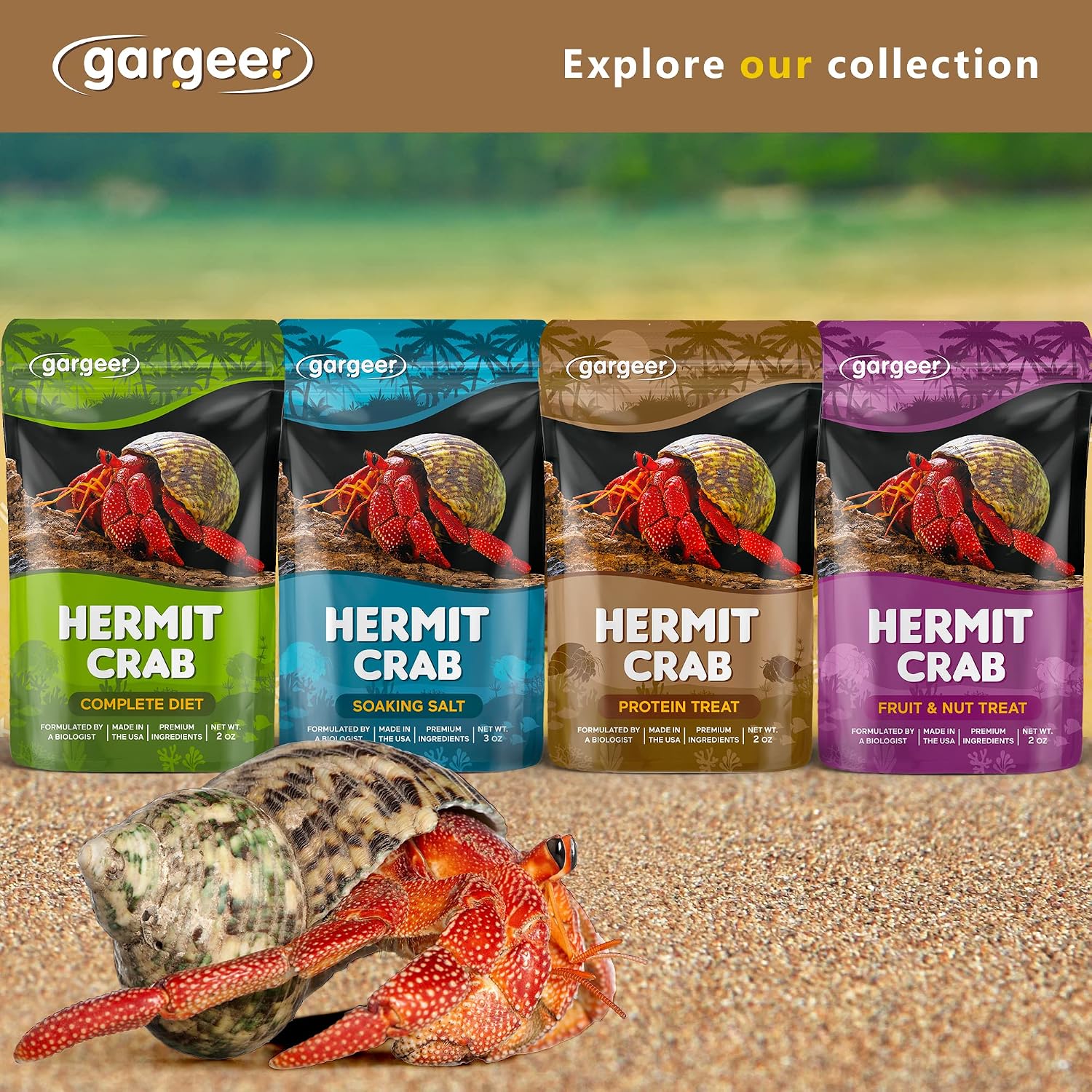 Gargeer Hermit Crab Protein Treat. Non-GMO Premium Ingredients, to Meet All Protein and Support Strength and Growth. 2oz Granular Textured ‘Surprise Your Crab’ Meal. Enjoy! - Image 5