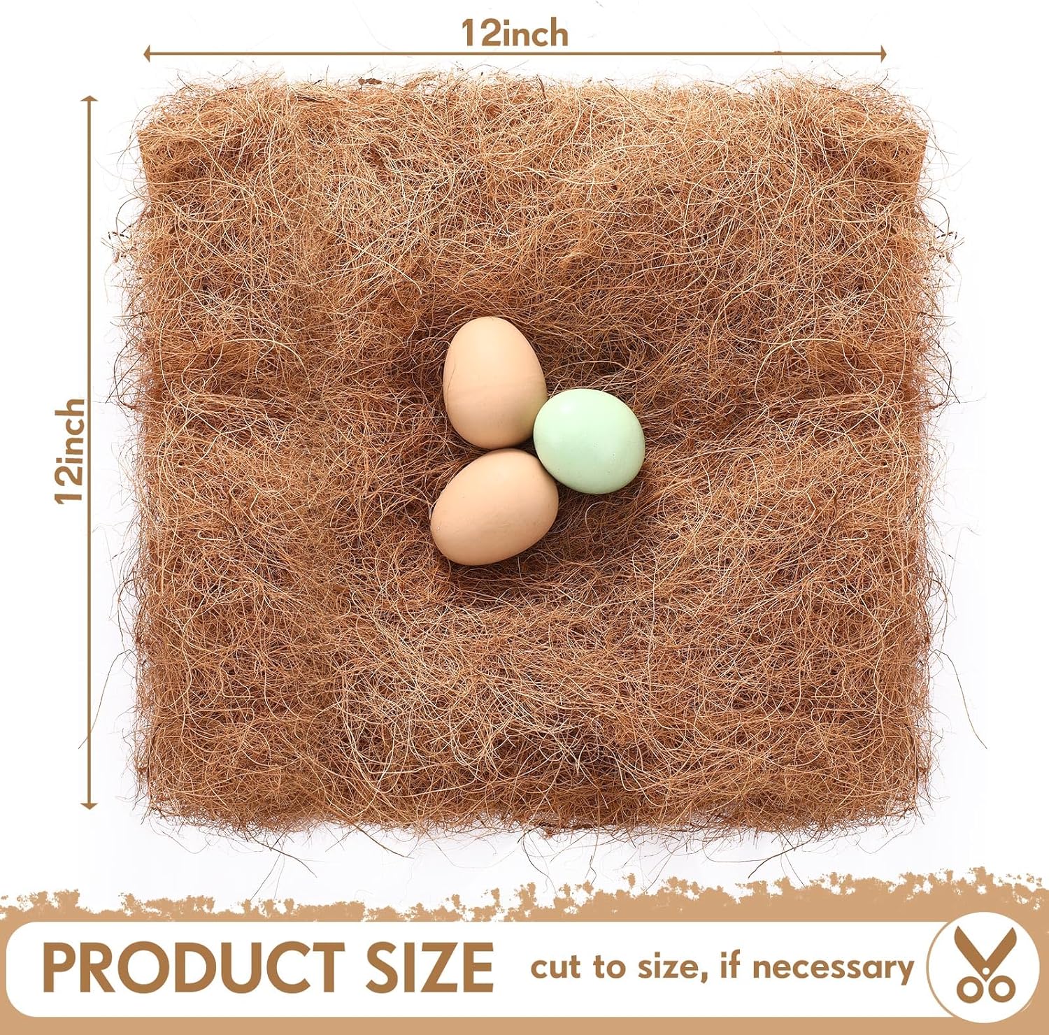 Yerliker 3 Pack Chicken Nest Box Pads Laying Hen Nesting Box Liners Nesting Pads Natural Coconut Fiber for Chicken Coop Bedding Fit Most Nest Boxes - Image 2