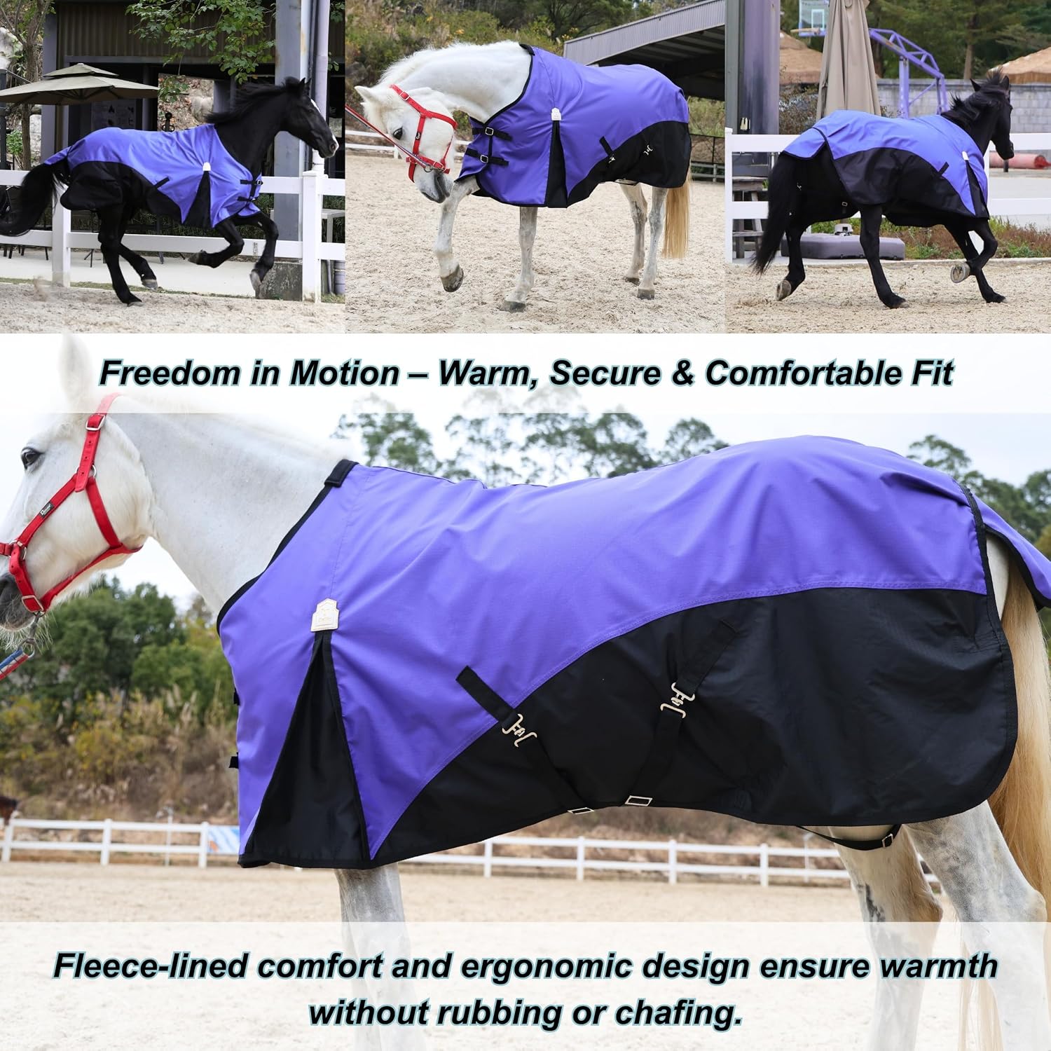 BARN & STABLE 600D Ripstop Lightweight Horse Turnout Sheet No Fill,Water-Resistant & Breathable Horse Blanket for Spring and Mild Weather, with Anti-Rub Fleece Withers - Image 6
