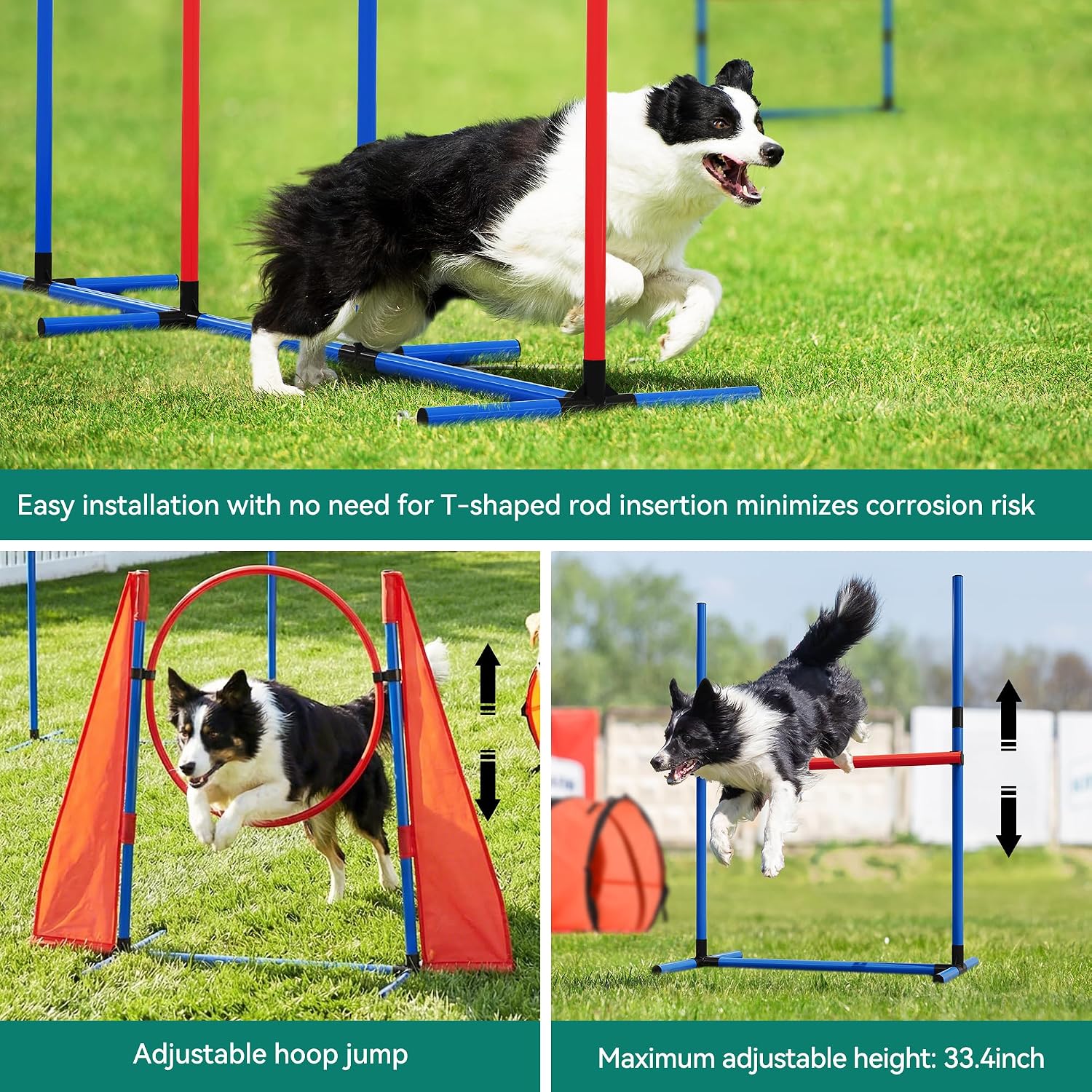 DWVO Dog Agility Accessories Kit: Comprises of a Teaser Pole, 2 Hurdles, 6 Weaving Poles, Agility Tunnel, Pause Box, Full Set of Agility Equipment for Backyard Indoors Outdoors - Image 4