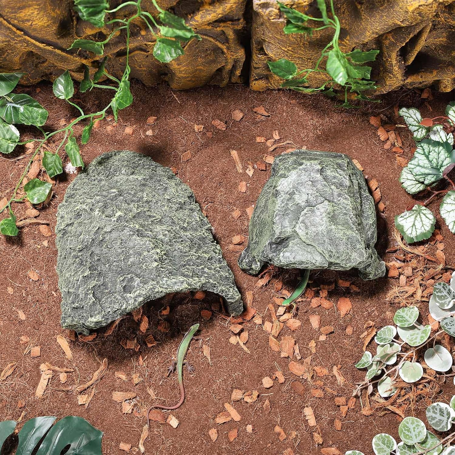 IBWell 9.1 Inch Reptile Hides Resin Tortoise Hideout for Hiding and Basking Aquarium Rock Caves for Snake Bearded Dragon Fish Lizard - Image 7