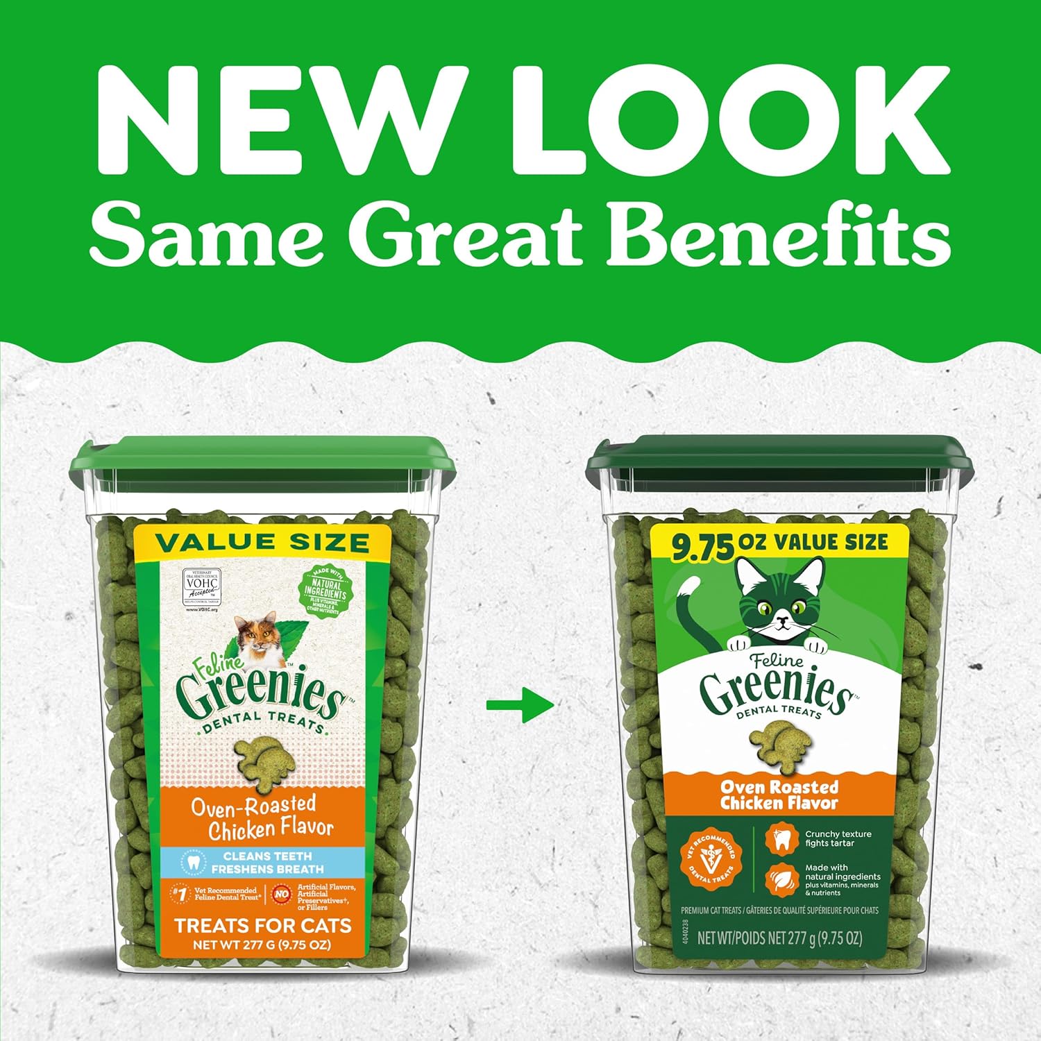 Greenies Cat Treats, Feline Veterinarian-Recommended Adult Natural Dental Cat Treats, Oven Roasted Chicken Flavor, 9.75 oz. Tub - Image 2