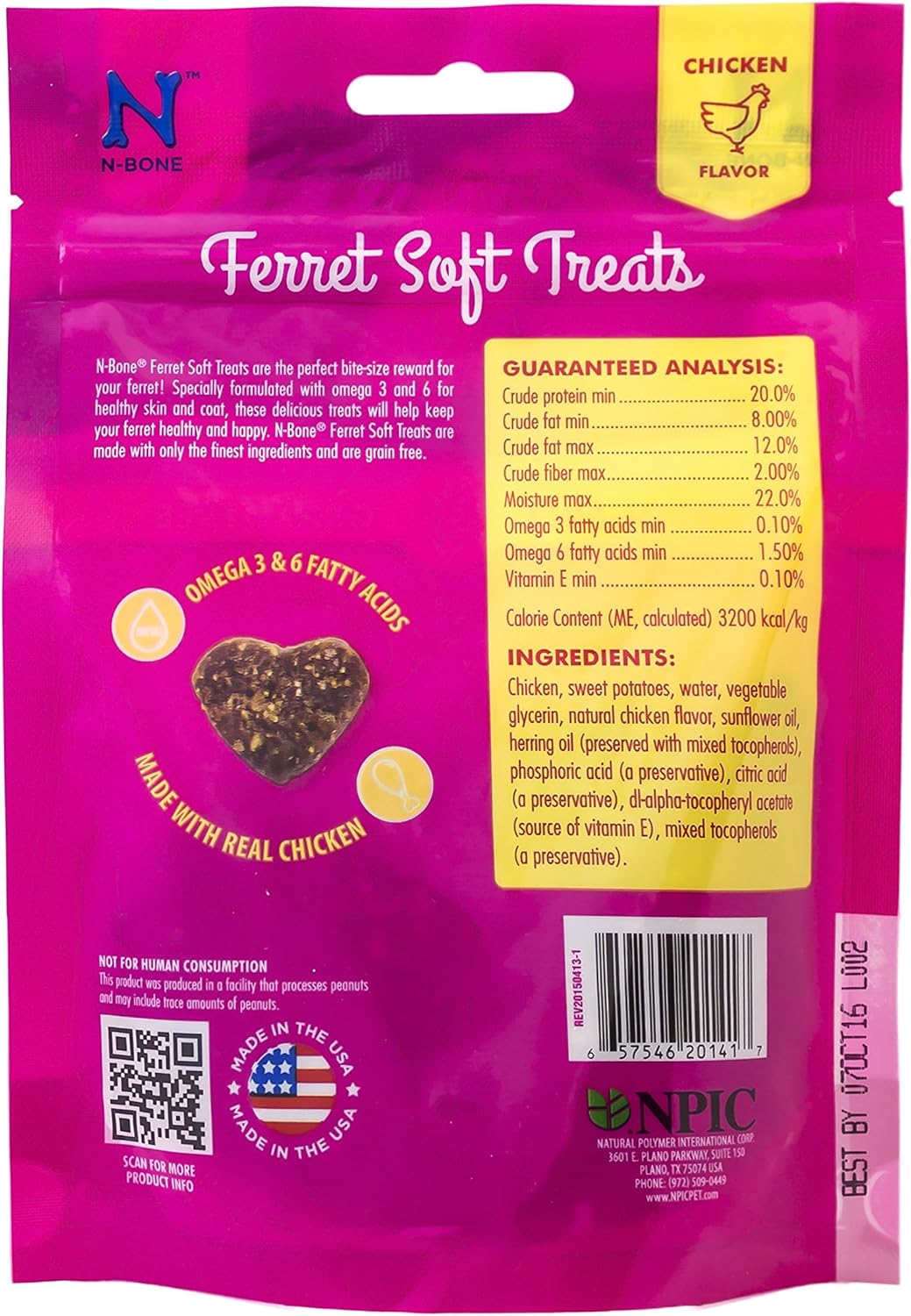 N-Bone Ferret Soft Treats, Chicken Flavor, Natural Soft Chew Treats for Ferrets, Delicious Everyday Snacks & Training Rewards, Made in USA, 3 oz - Image 3