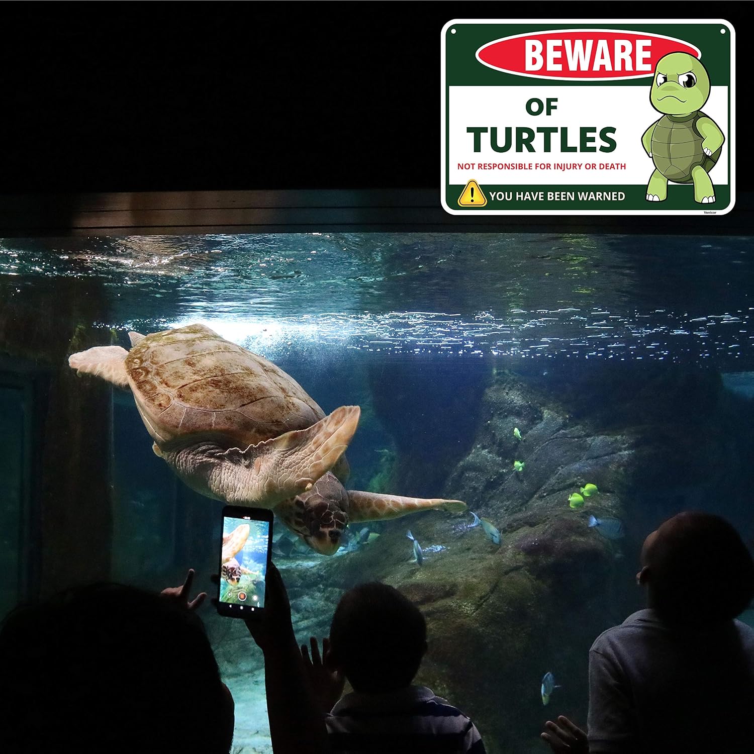Venicor Turtle Sign Decor - 8 x 12 Inches - Aluminum - Turtle Gifts for Turtle Lovers Women - Pet Turtle Tank Aquarium Accessories Habitat Decorations Stuff - Image 4